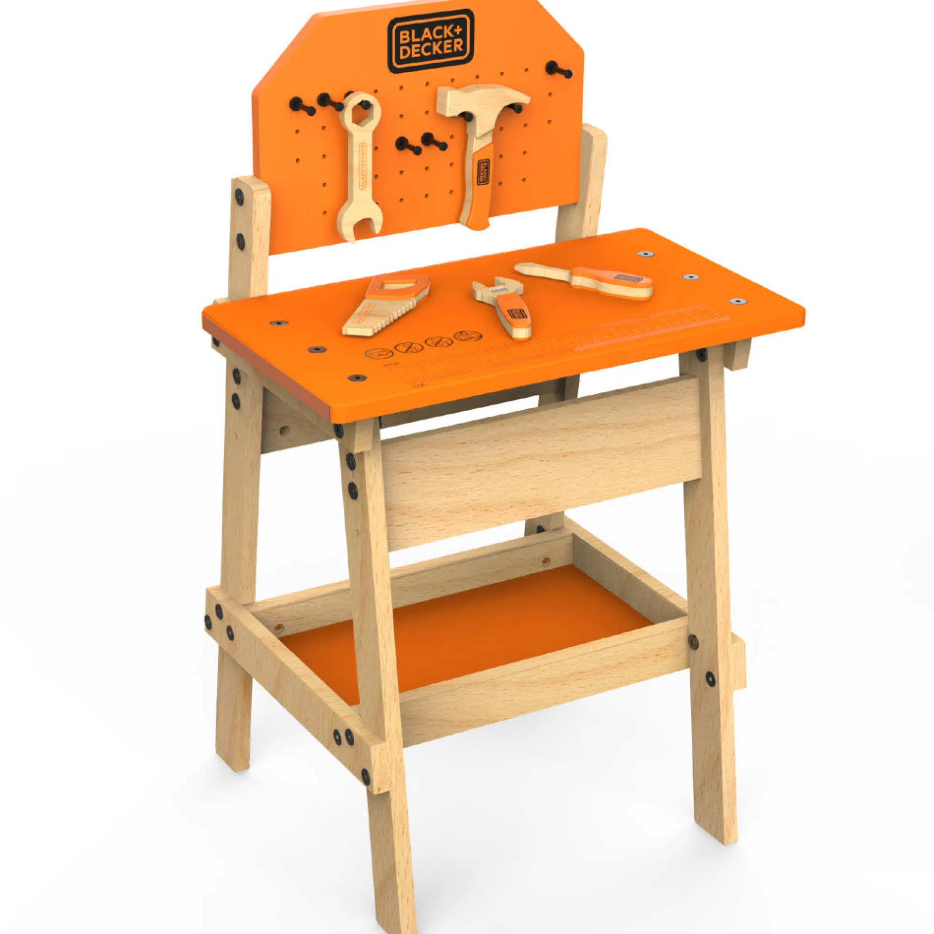 Black & Decker 6-Piece Kids Workbench & Wooden Tool Set - Pretend Play