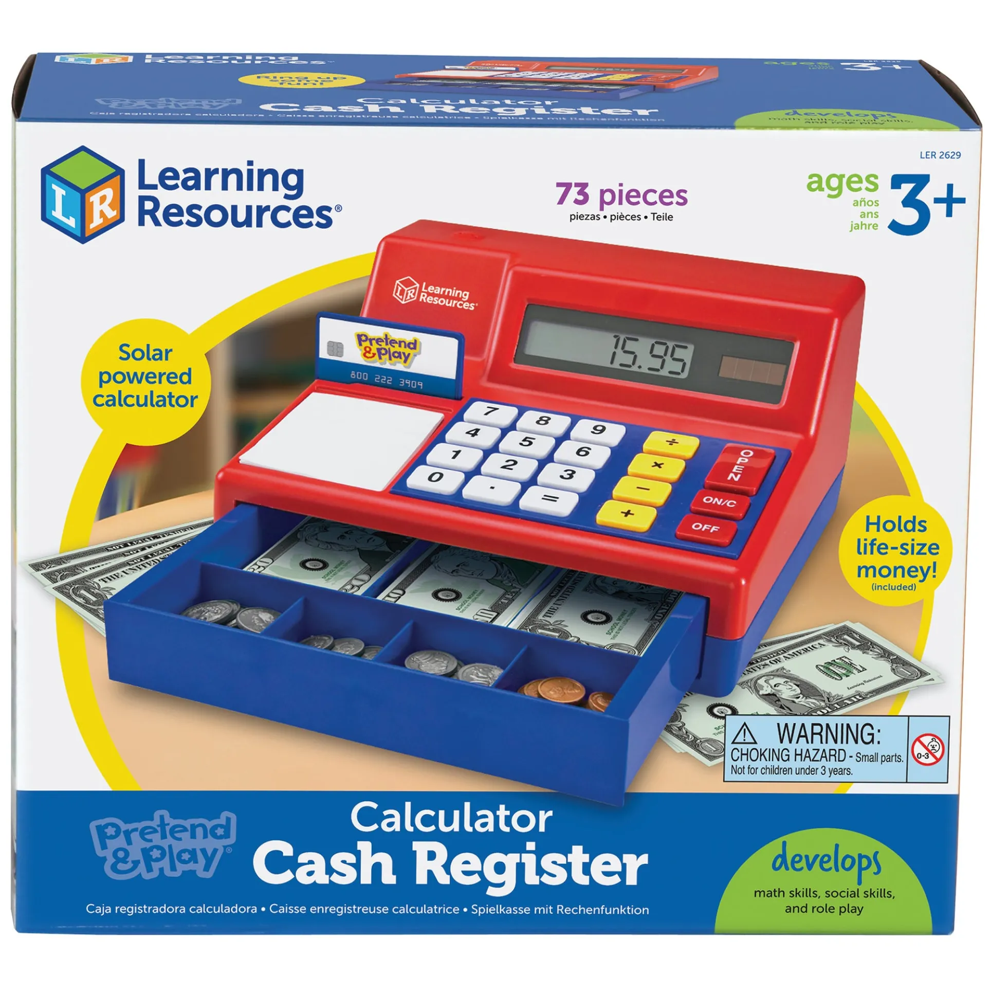 Learning Resources Pretend & Play Calculator Cash Register with Solar Panel