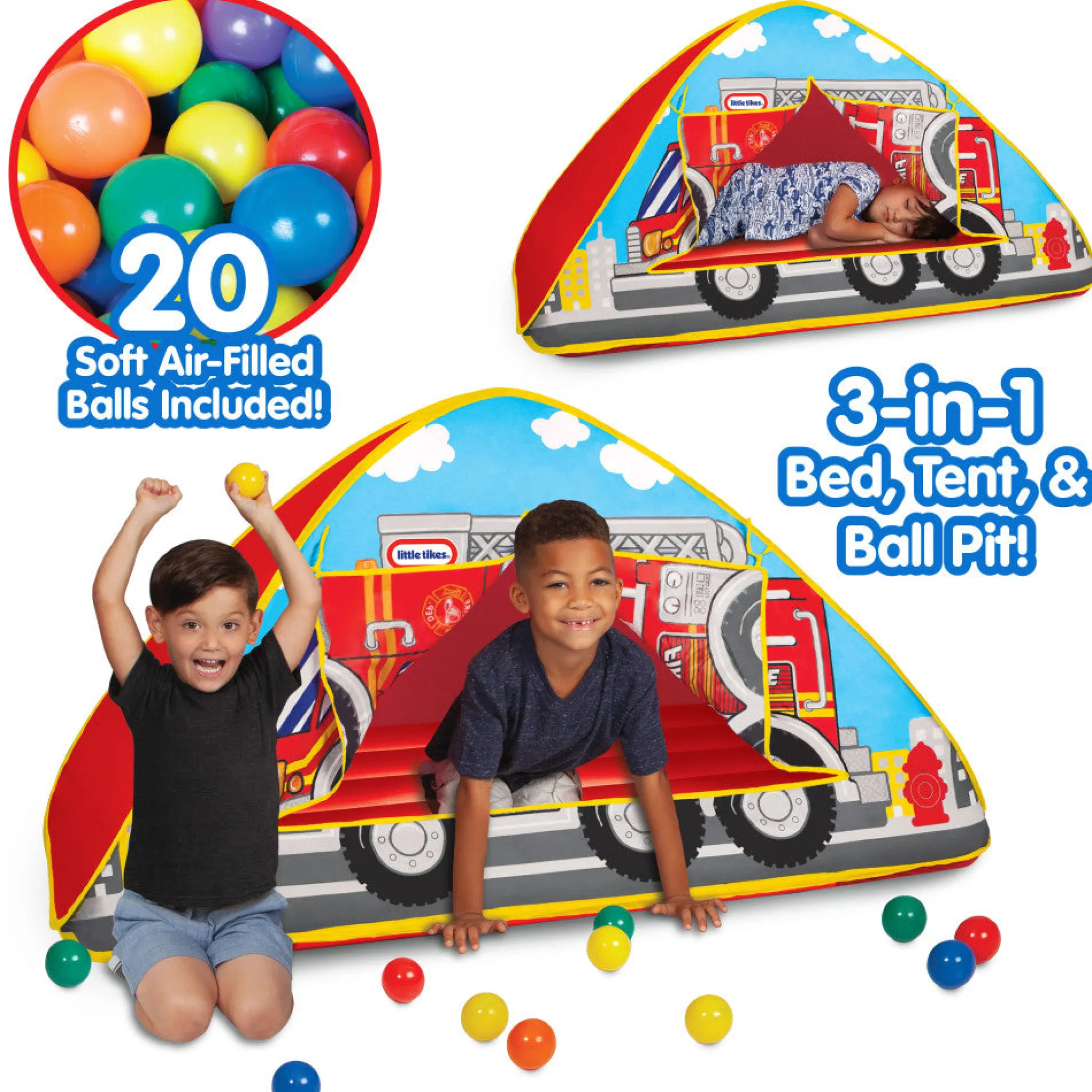 Little Tikes Fire Truck 3-in-1 Bed, Tent & Ball Pit - Imaginative Playset