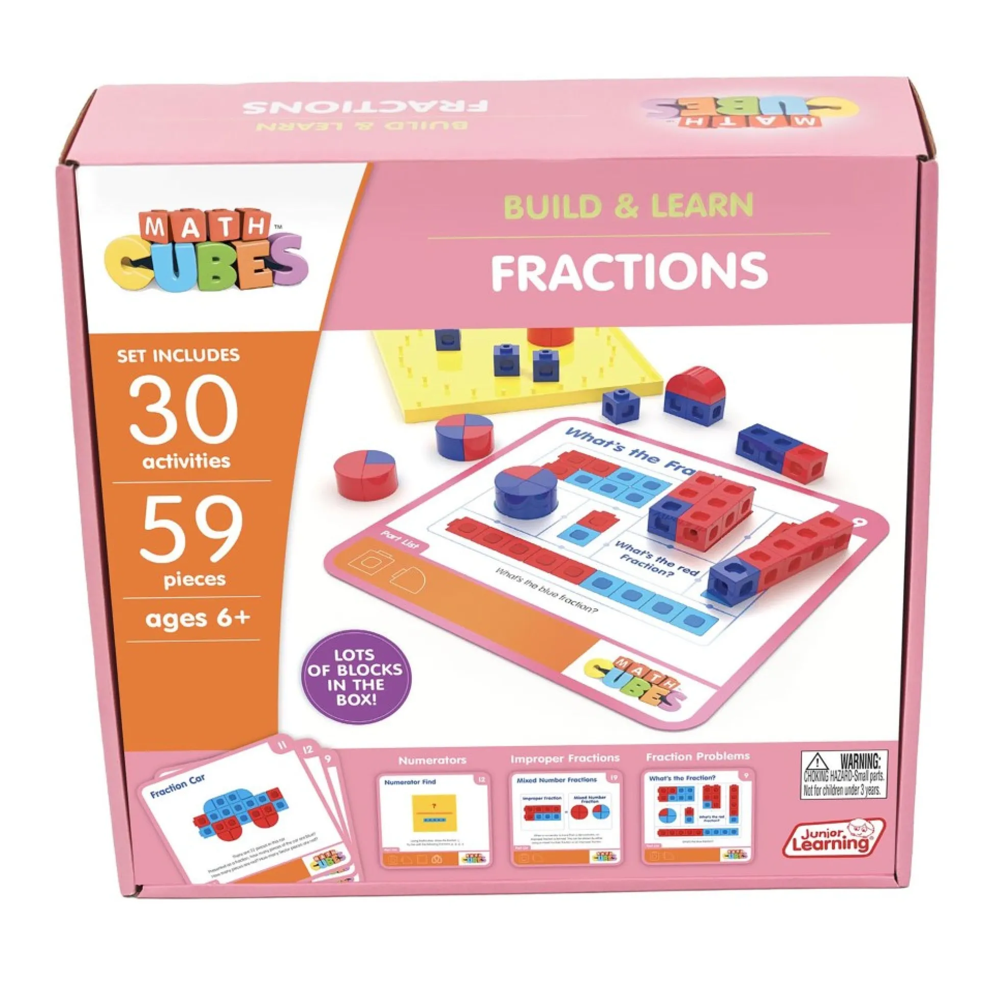 Junior Learning Mathcubes Fractions Set - 59-Piece Educational Kit