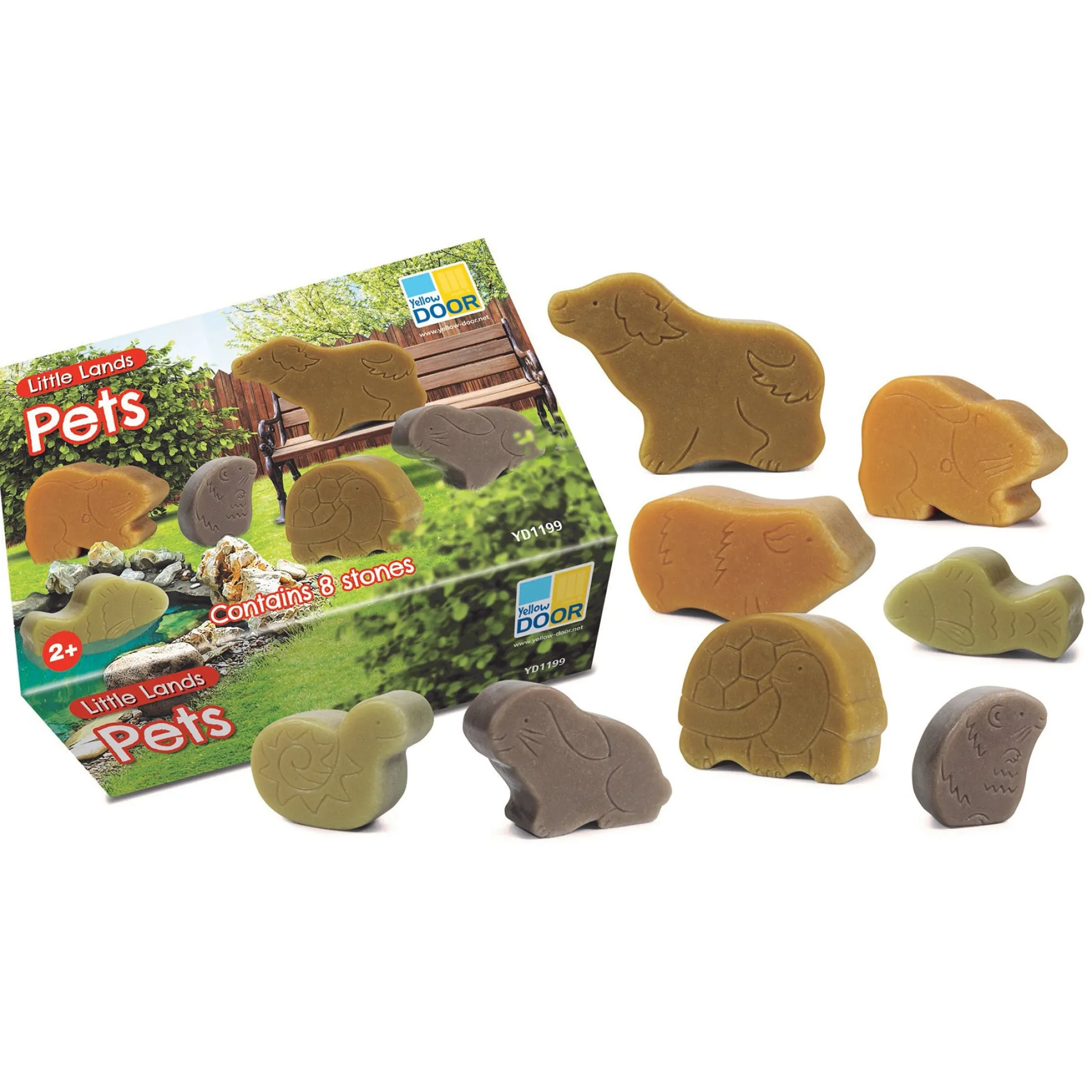 Yellow Door Little Lands ‚Äì Durable Stone Pets Playset, Set of 8