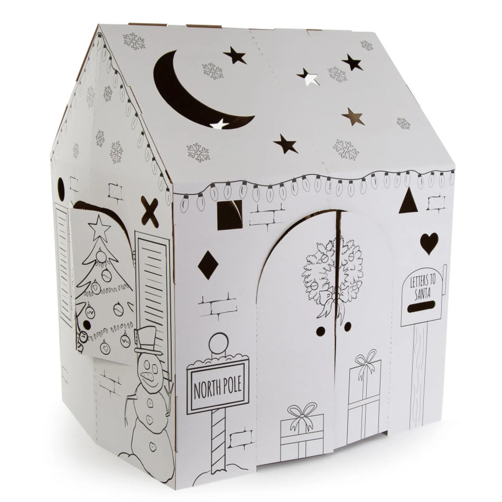 Easy Playhouse Holiday Cottage Craft Kit - Indoor Fun, Decorate & Personalize, Made in USA, Age 3+