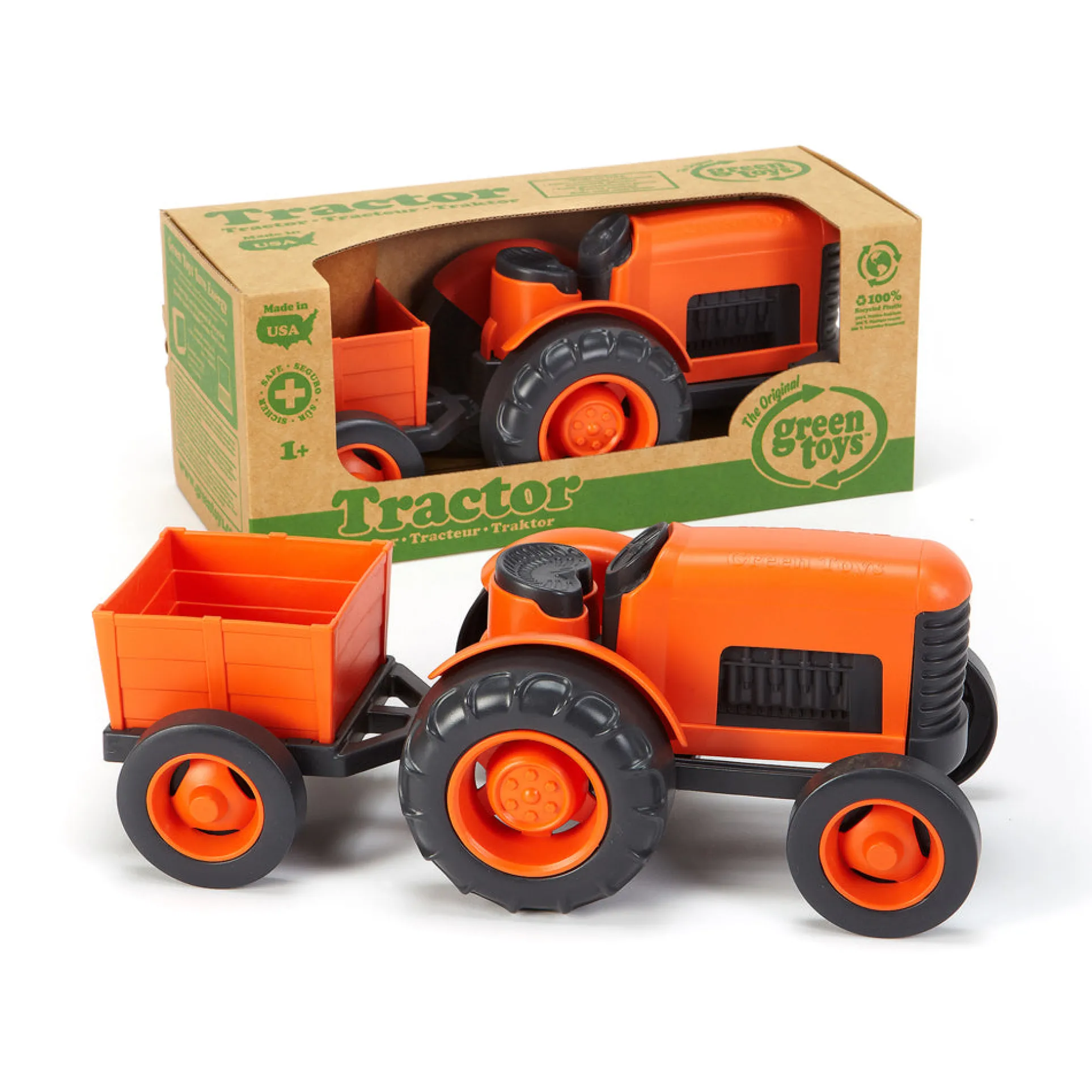 Green Toys Eco-Friendly Tractor with Detachable Cart