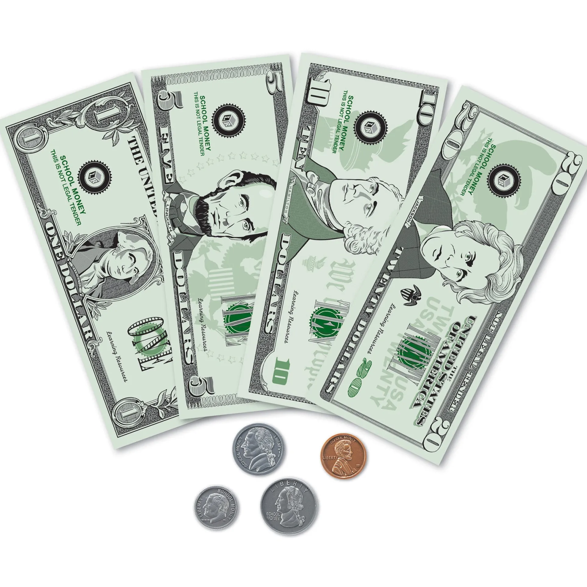 Learning Resources Pretend and Play Money - 300 Pieces of Play Bills and Coins