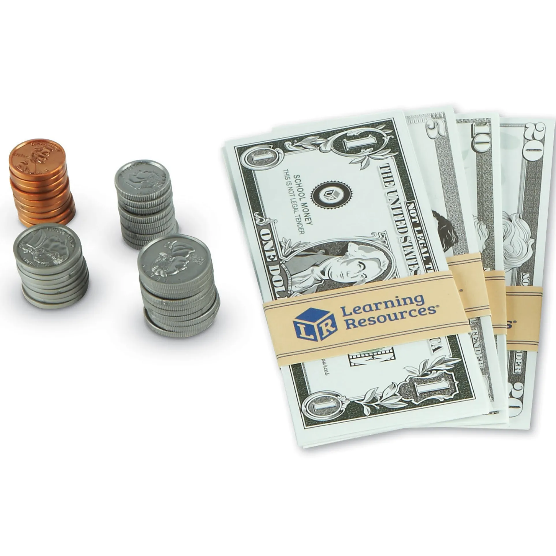 Learning Resources Pretend and Play Money - 300 Pieces of Play Bills and Coins