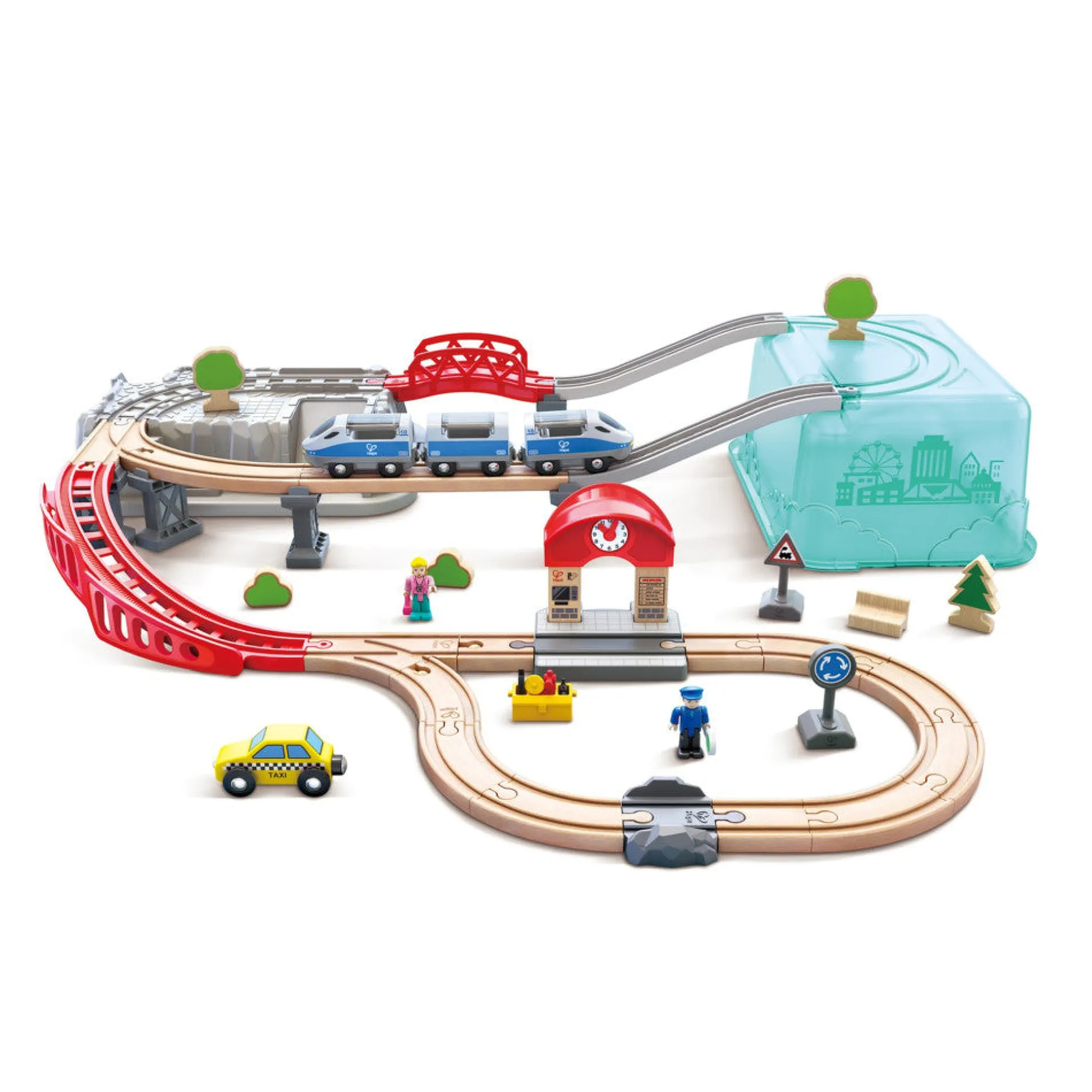 Hape City Train Wooden Bucket Set - 48 Piece, Ages 3+
