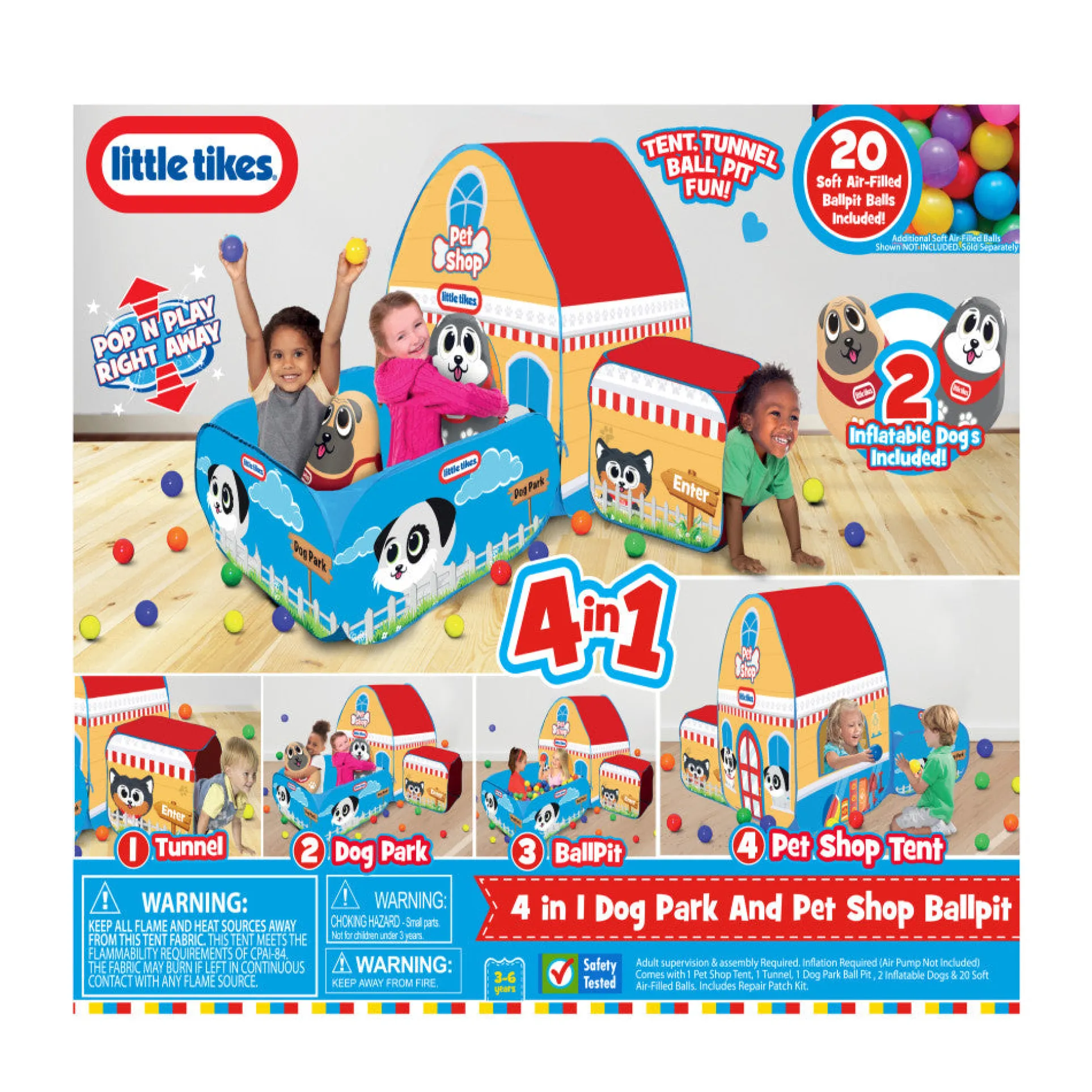 Little Tikes 4-In-1 Dog Park & Pet Shop Playset with Ballpit