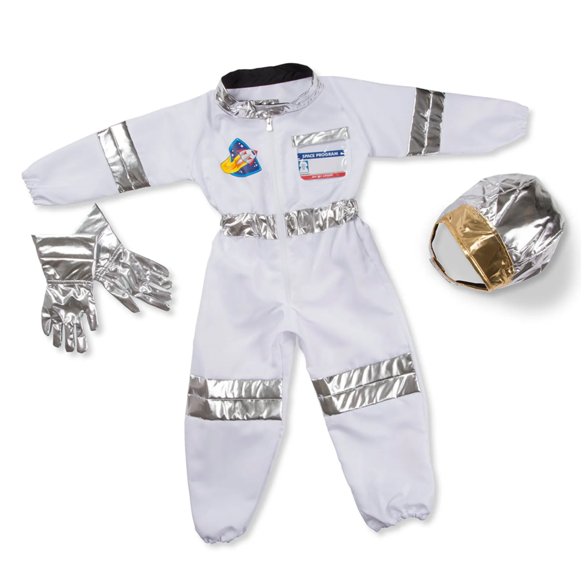 Melissa & Doug Astronaut Role Play Costume Set - Galactic Explorer - White & Silver
