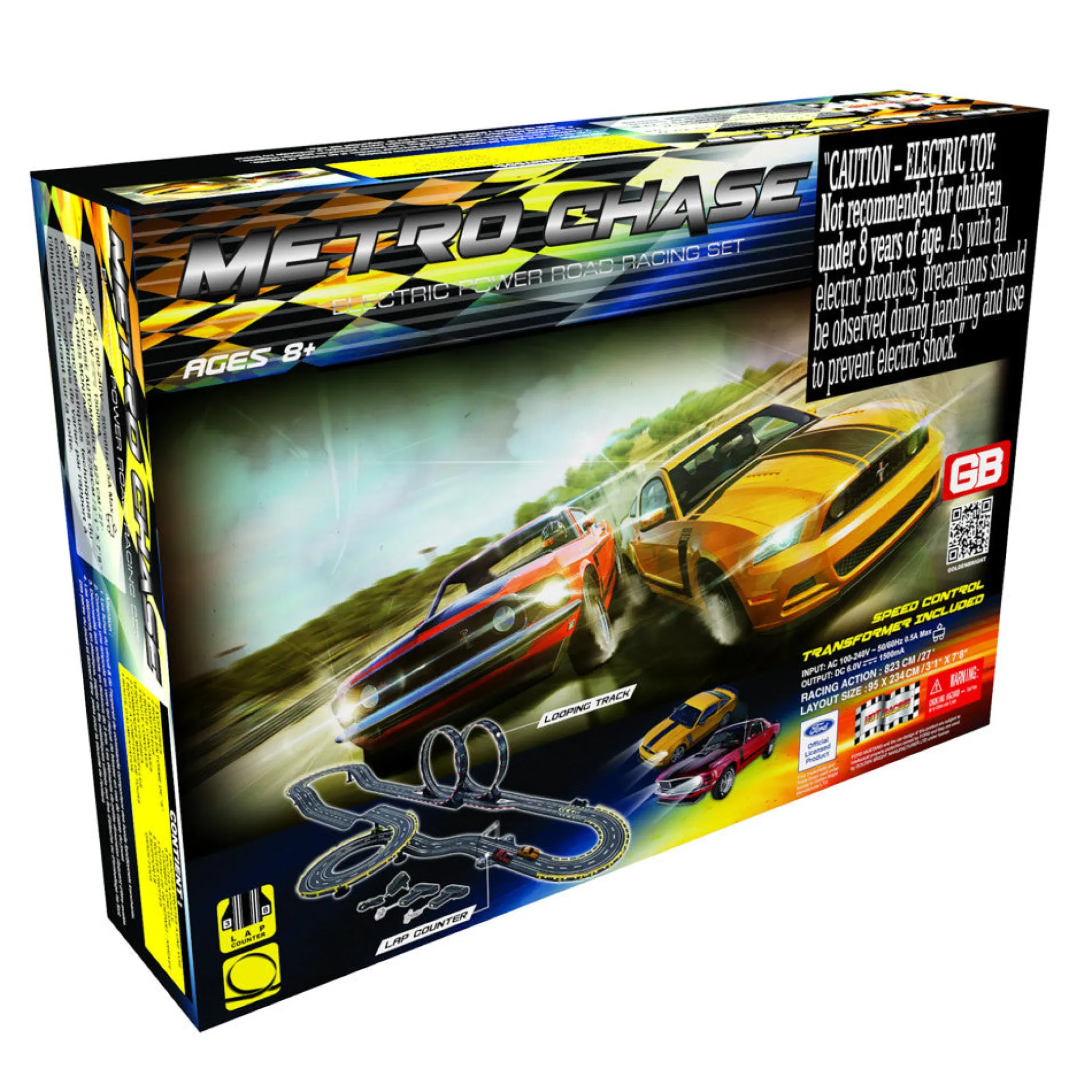 Metro Chase Electric Powered Road Racing Set with Ford Mustang Boss 302