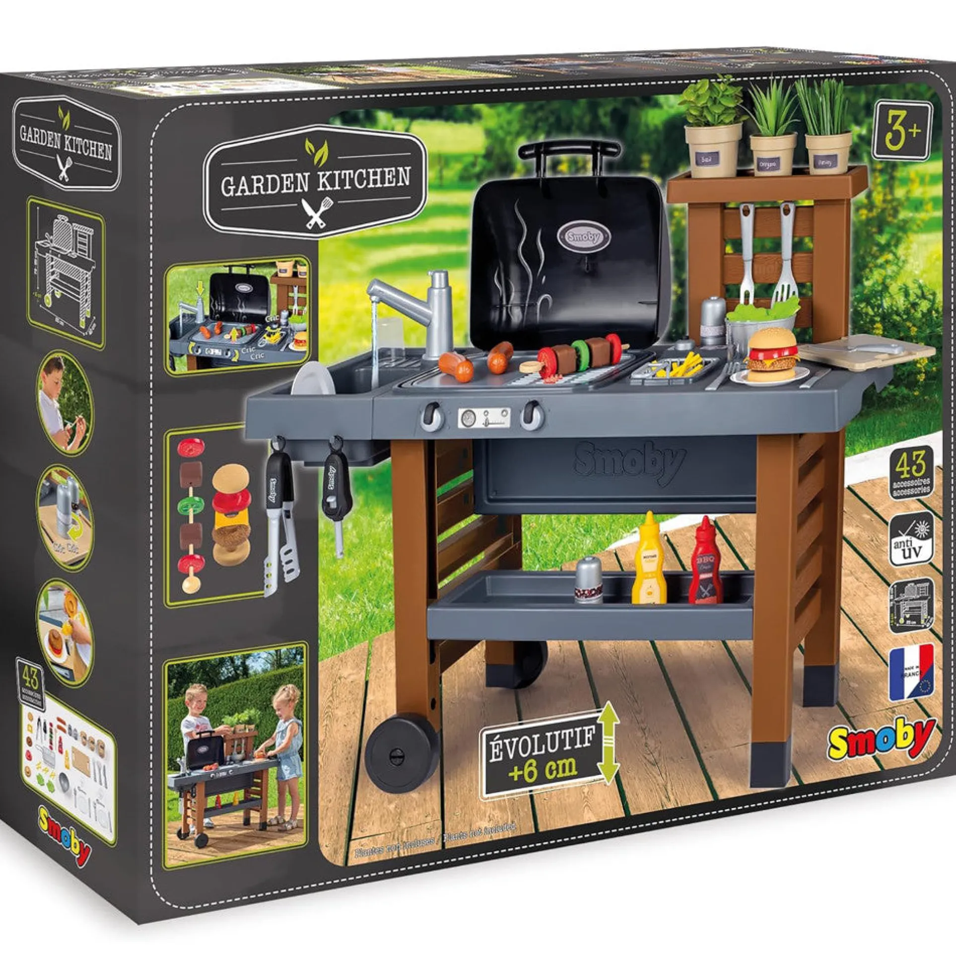 Smoby Garden Kitchen Playset - Toy Grill with 43 Accessories