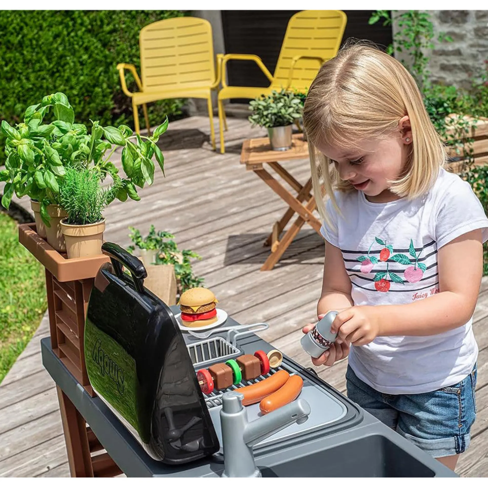 Smoby Garden Kitchen Playset - Toy Grill with 43 Accessories