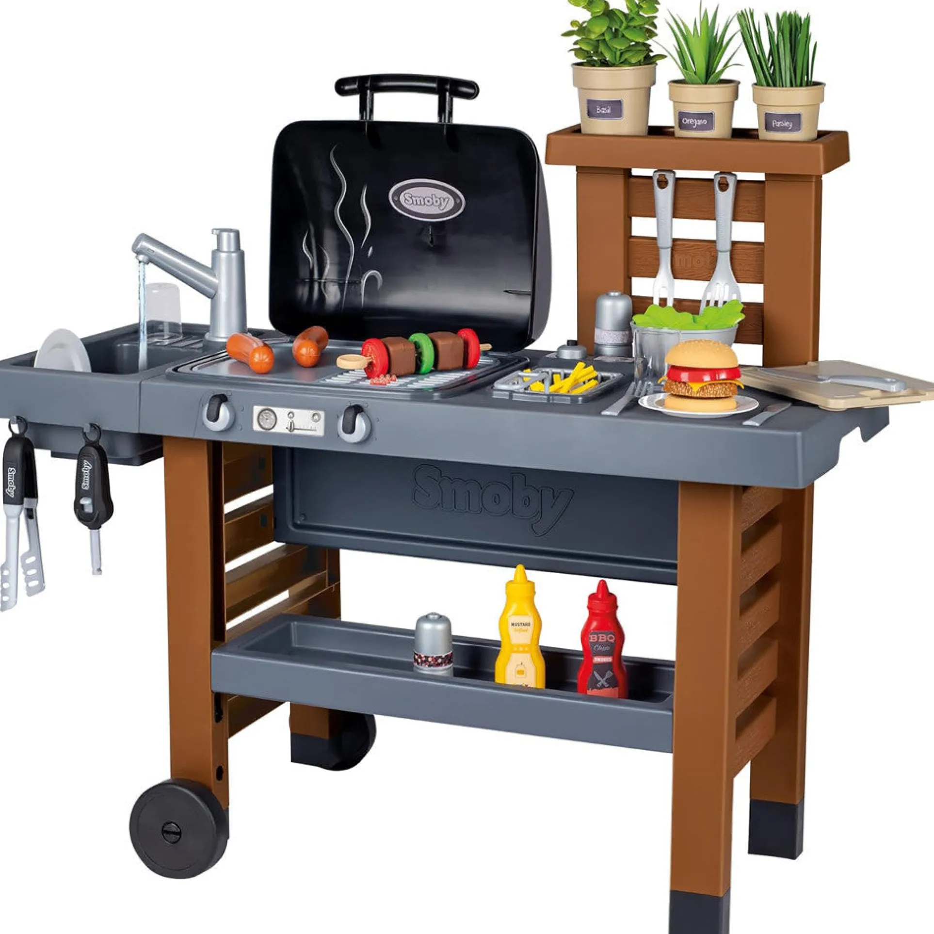 Smoby Garden Kitchen Playset - Toy Grill with 43 Accessories