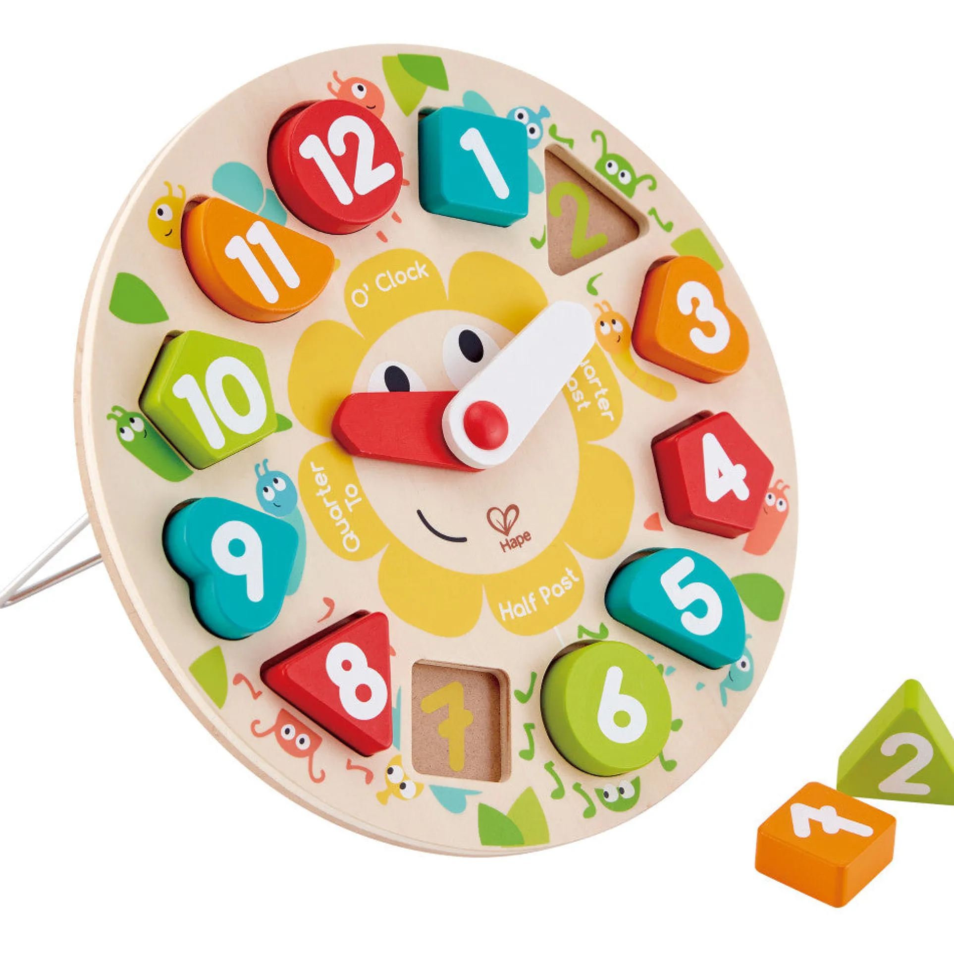 Hape Learn The Time Bug Puzzle - 13pc Colorful Wooden Clock