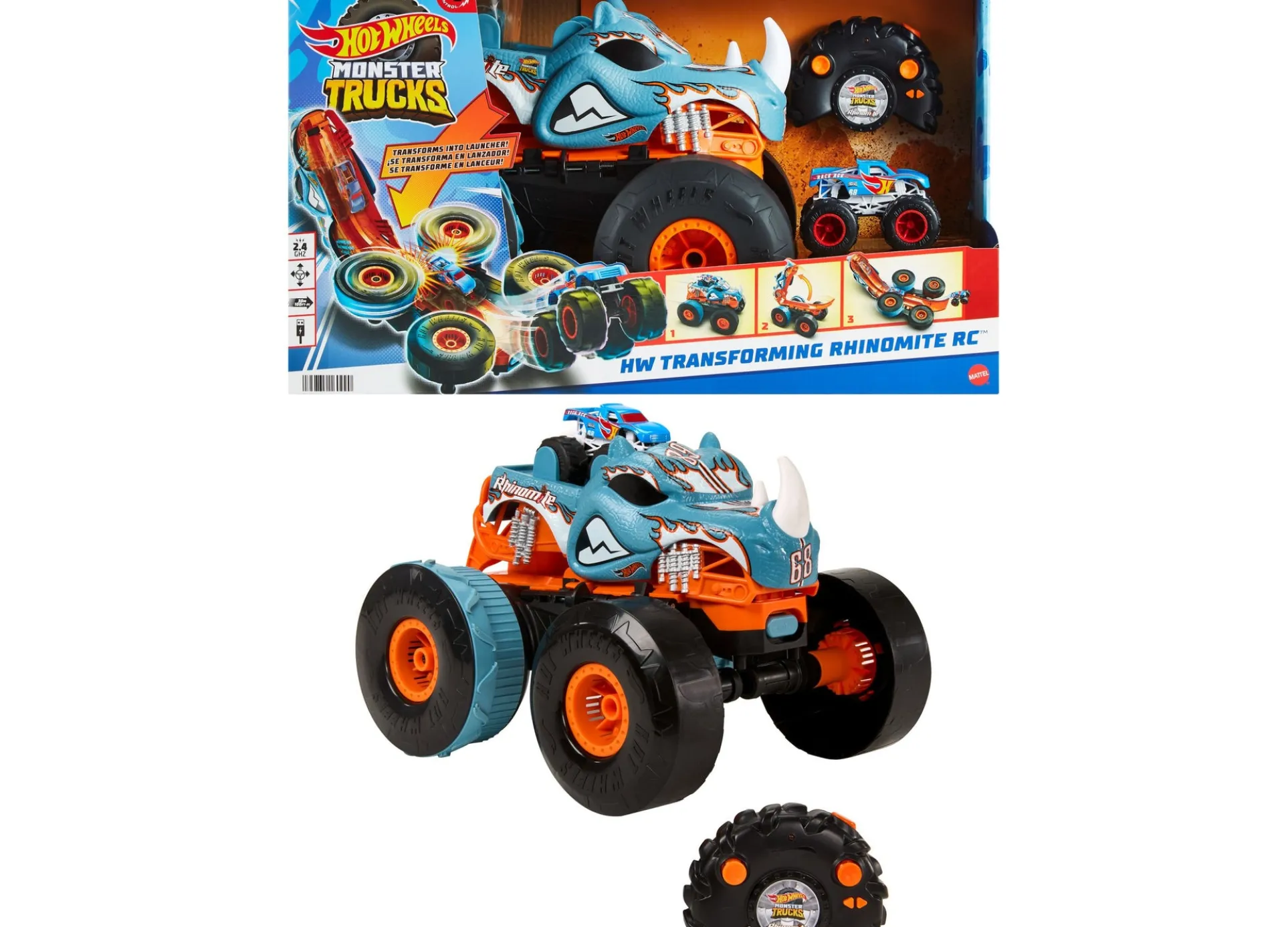 Hot Wheels RC Monster Trucks - Rhinomite Transformer - Dual Scale