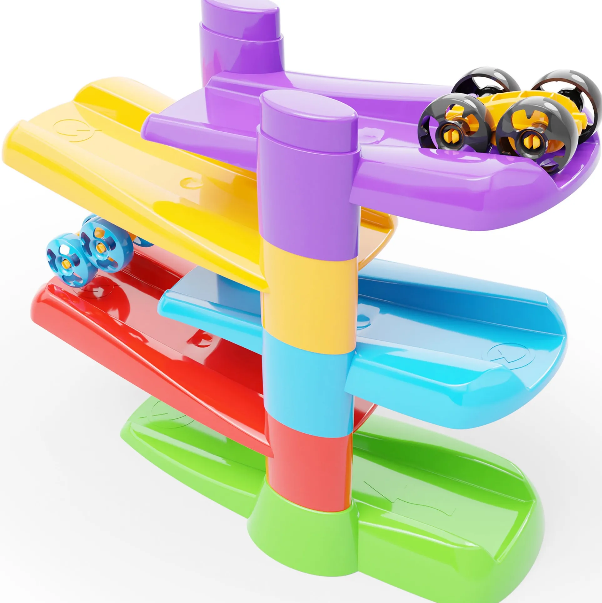 Quercetti Flip & Zoom Race Track with 2 Flipping Cars - Toddler Playset