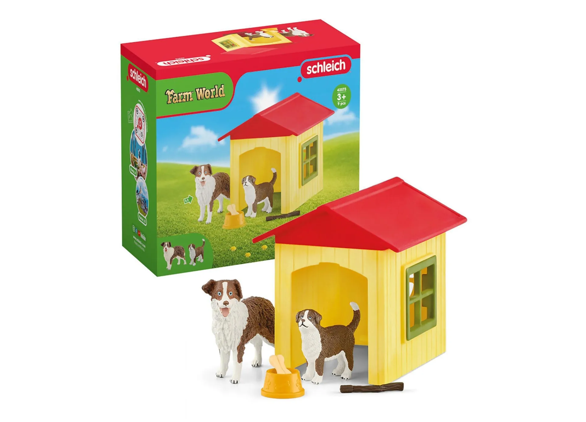 Schleich Farm World Australian Shepherd Dog House Playset, 9-Piece Set