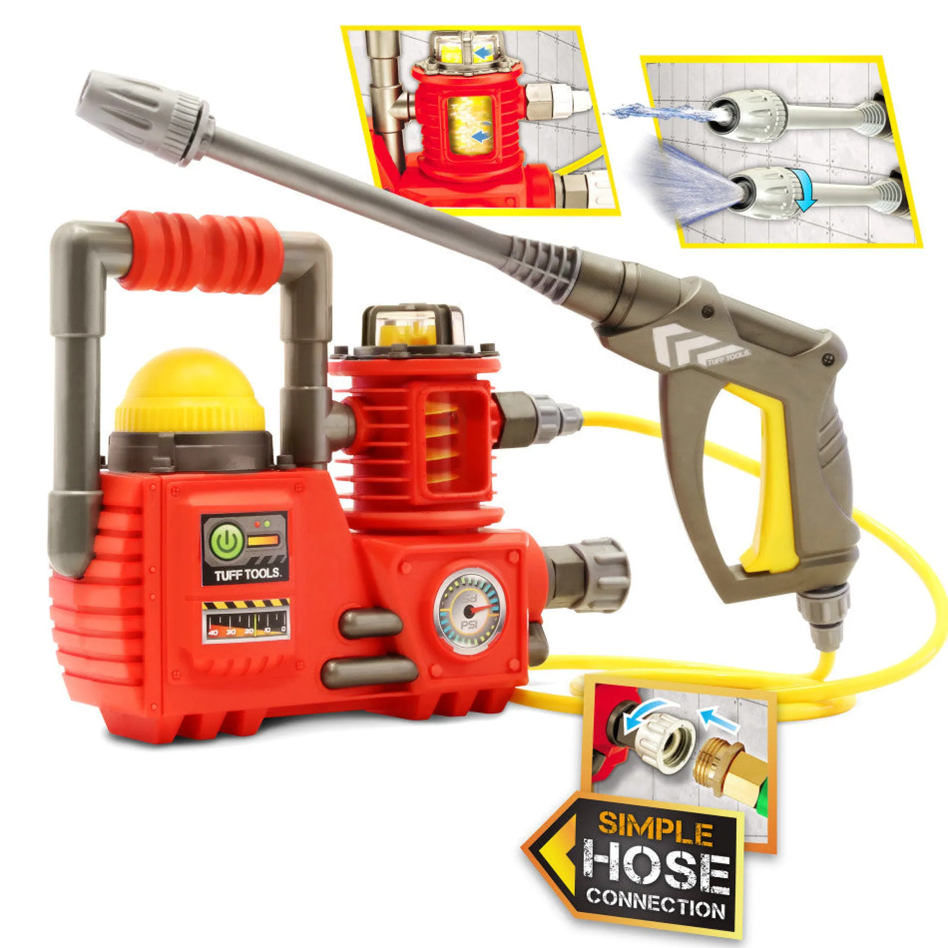 Tuff Tools Kids Power Washer - Realistic Water-Spraying Toy - Ages 3+