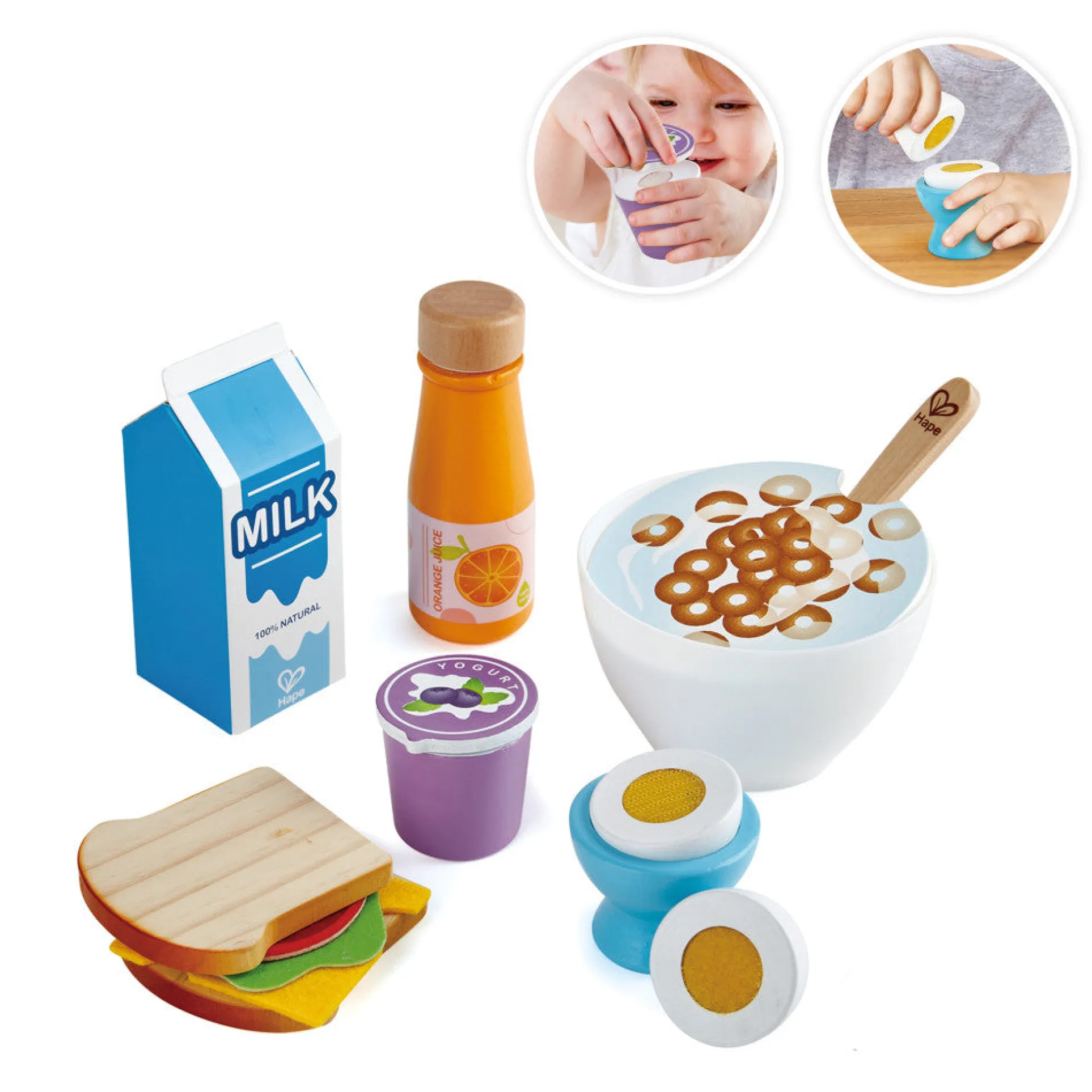 Hape Delicious Breakfast Wooden Kitchen Playset for Toddlers & Children Ages 3+