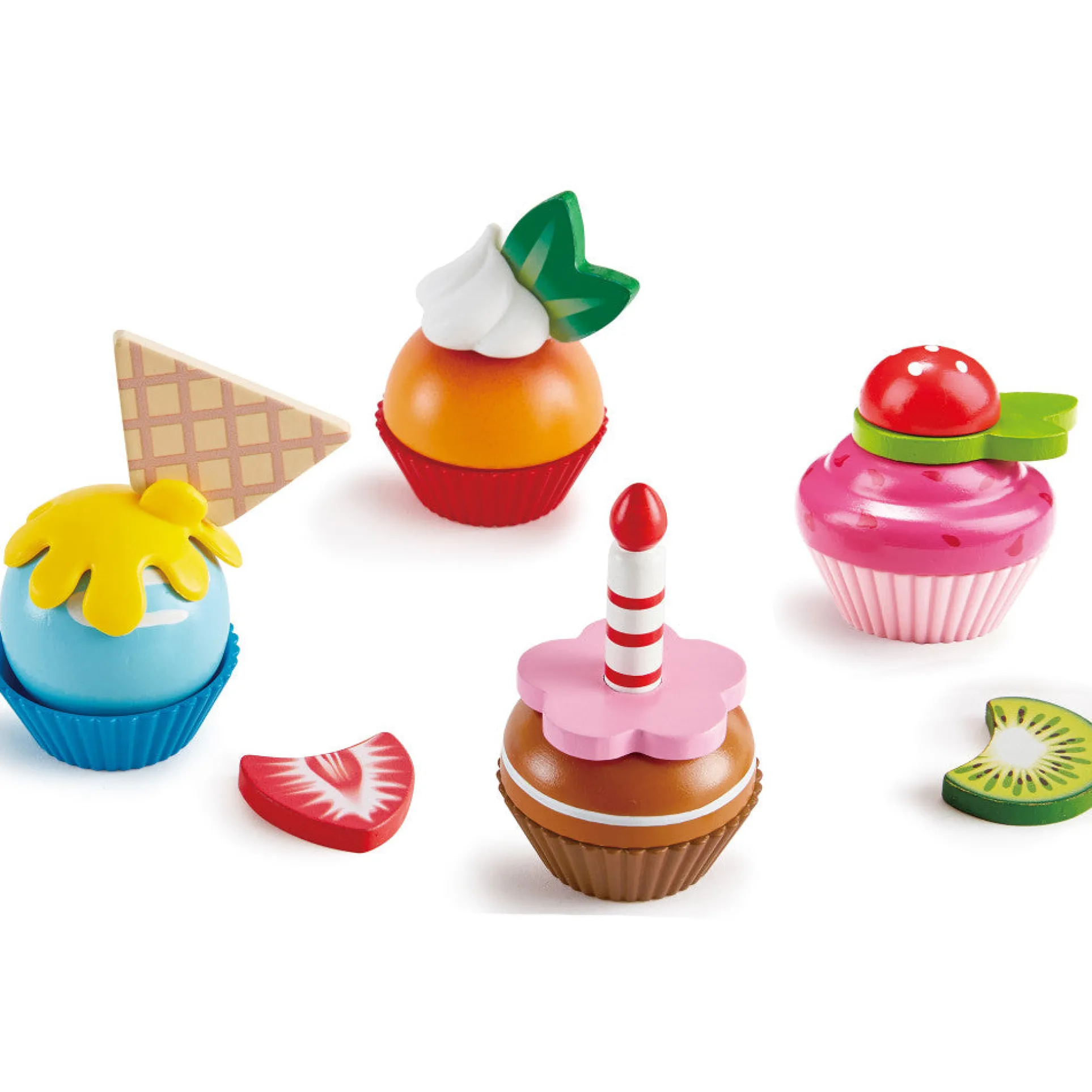 Hape 18-Piece Cupcake Set - Colorful Wooden Desserts Playset