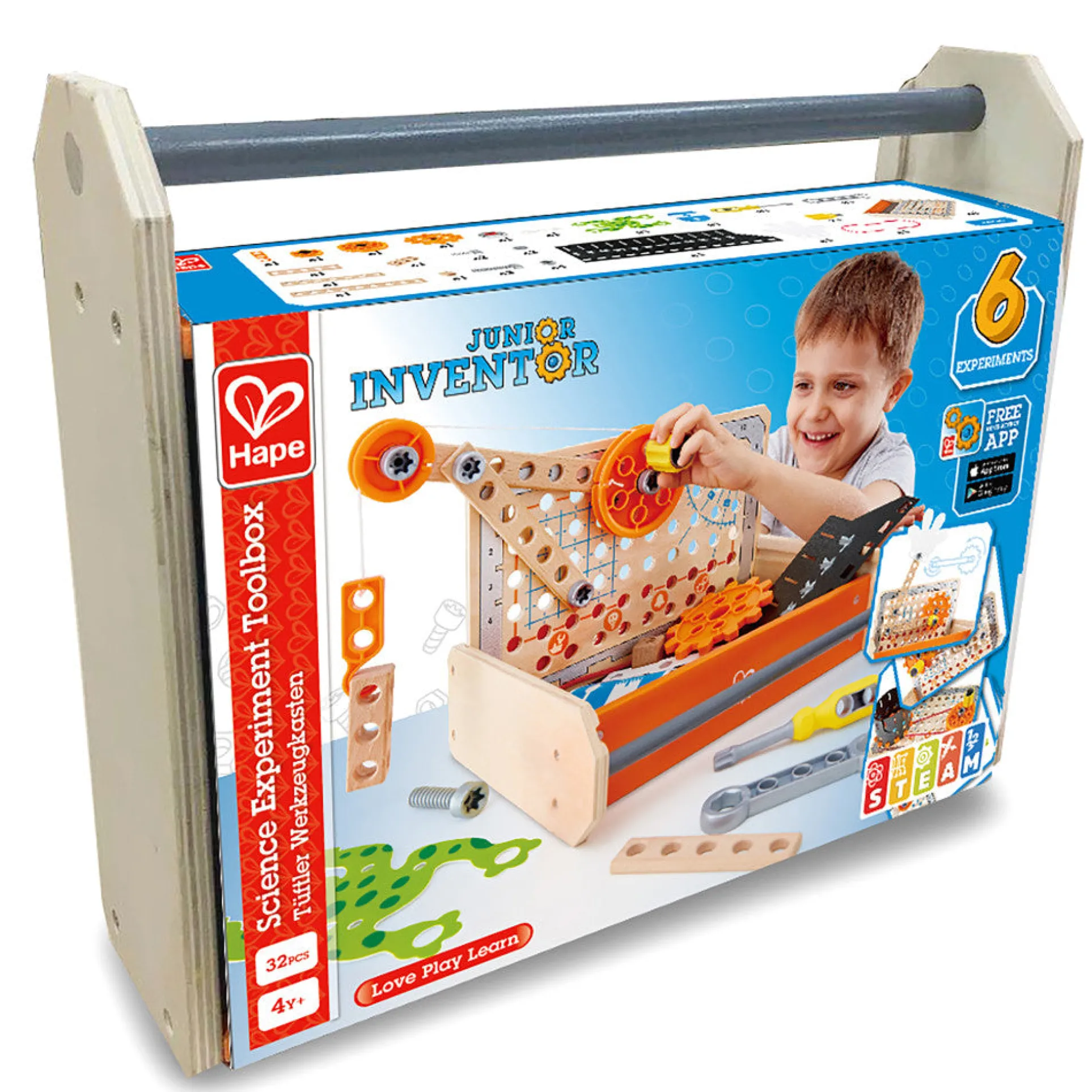 Hape Junior Inventor 32-Piece Science Experiment Toolbox Kit
