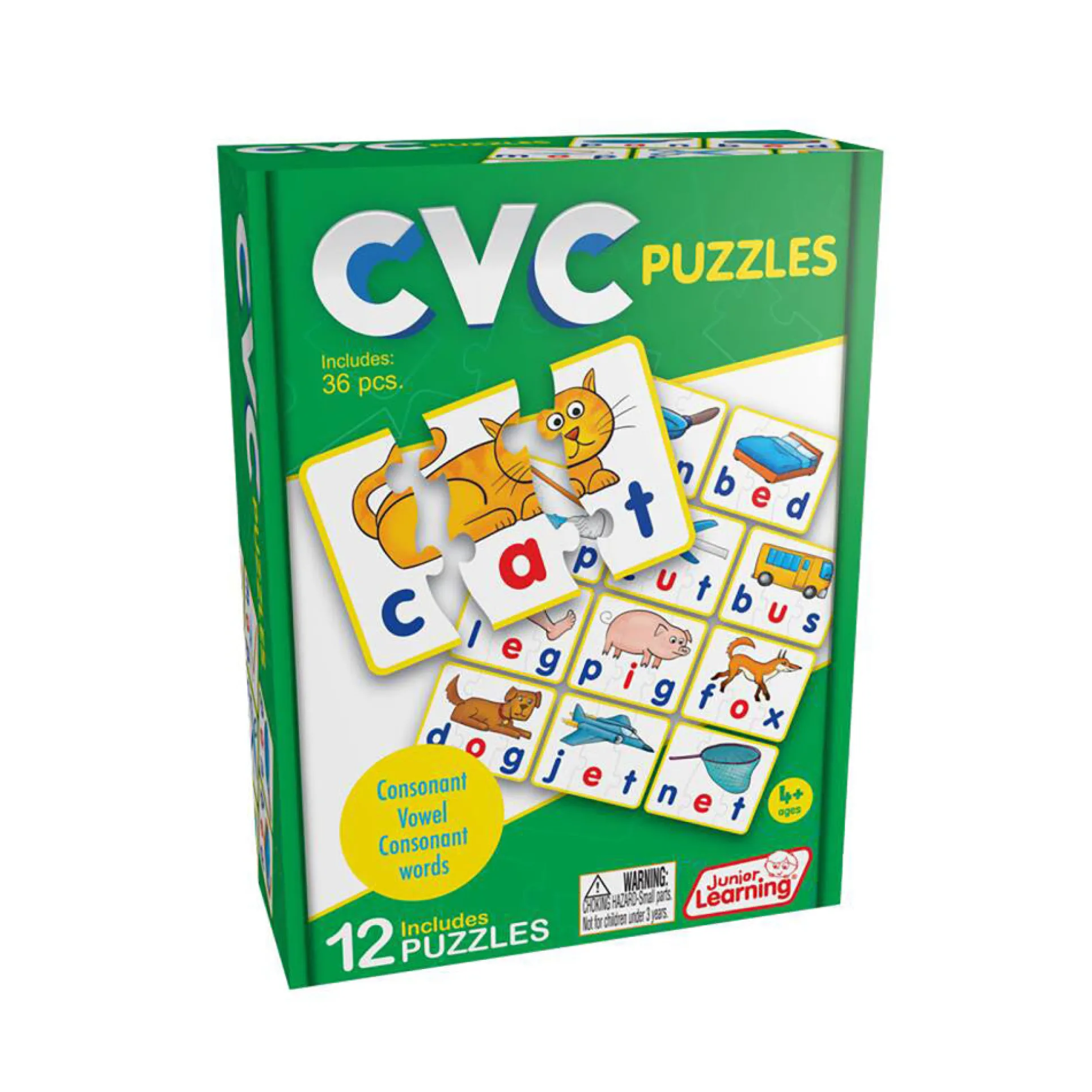 Junior Learning CVC Word Builder Puzzles - Educational Toy for Ages 4-5