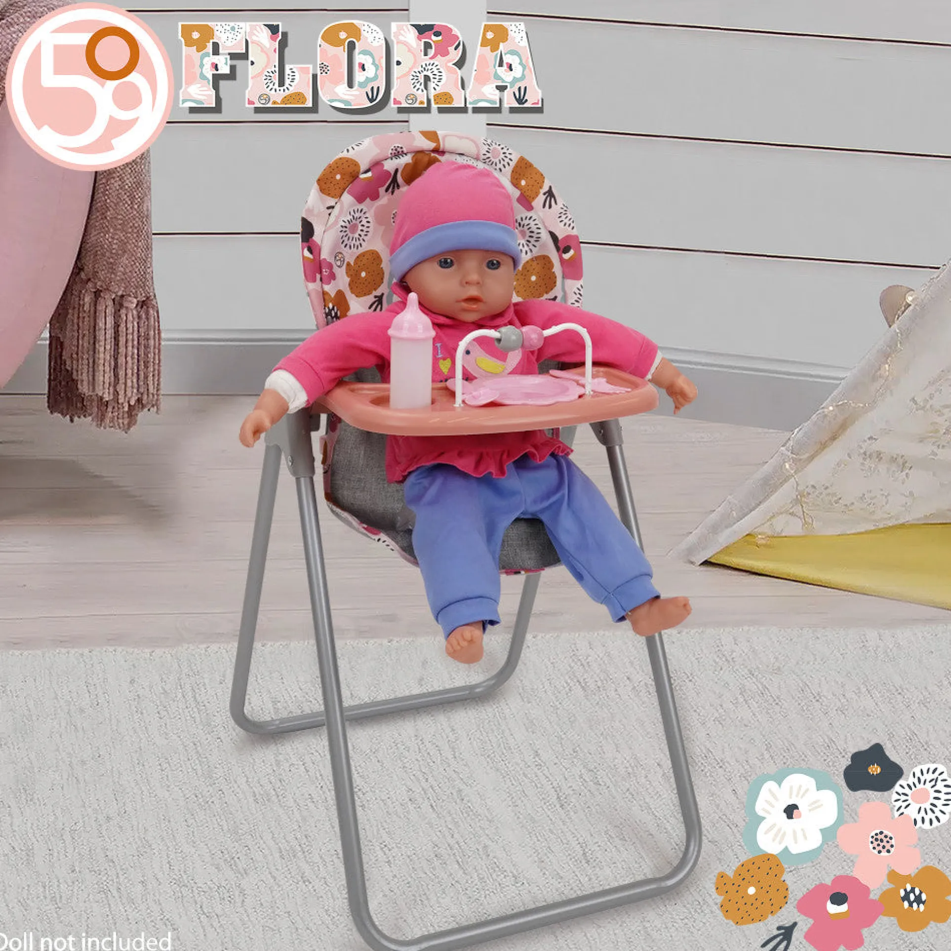 509 Crew - Melange Flora Foodie Doll Highchair Set, Ages 3+