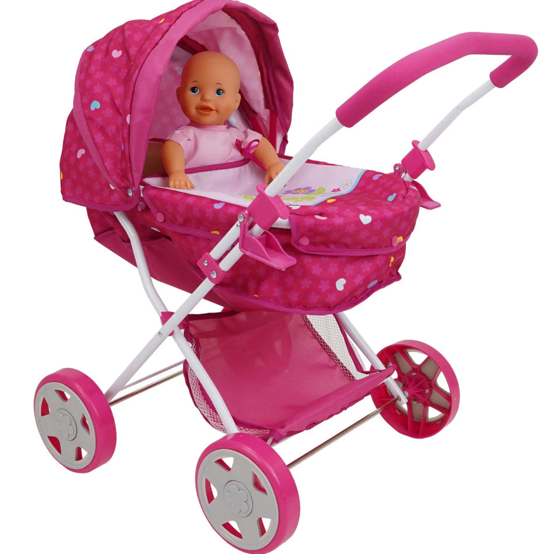 509 Garden Pram and Doll Set with Vibrant Garden Print