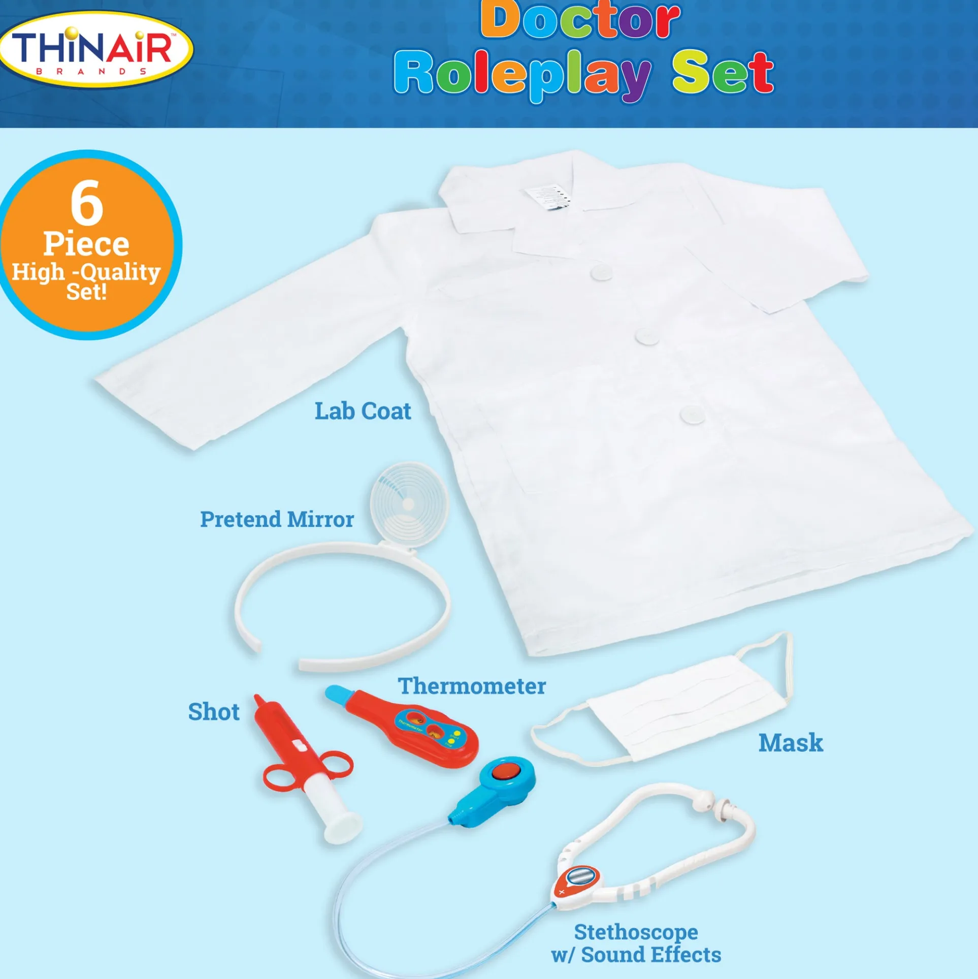 Playful Minds 6pc Doctor Dress Up Set - White & Red