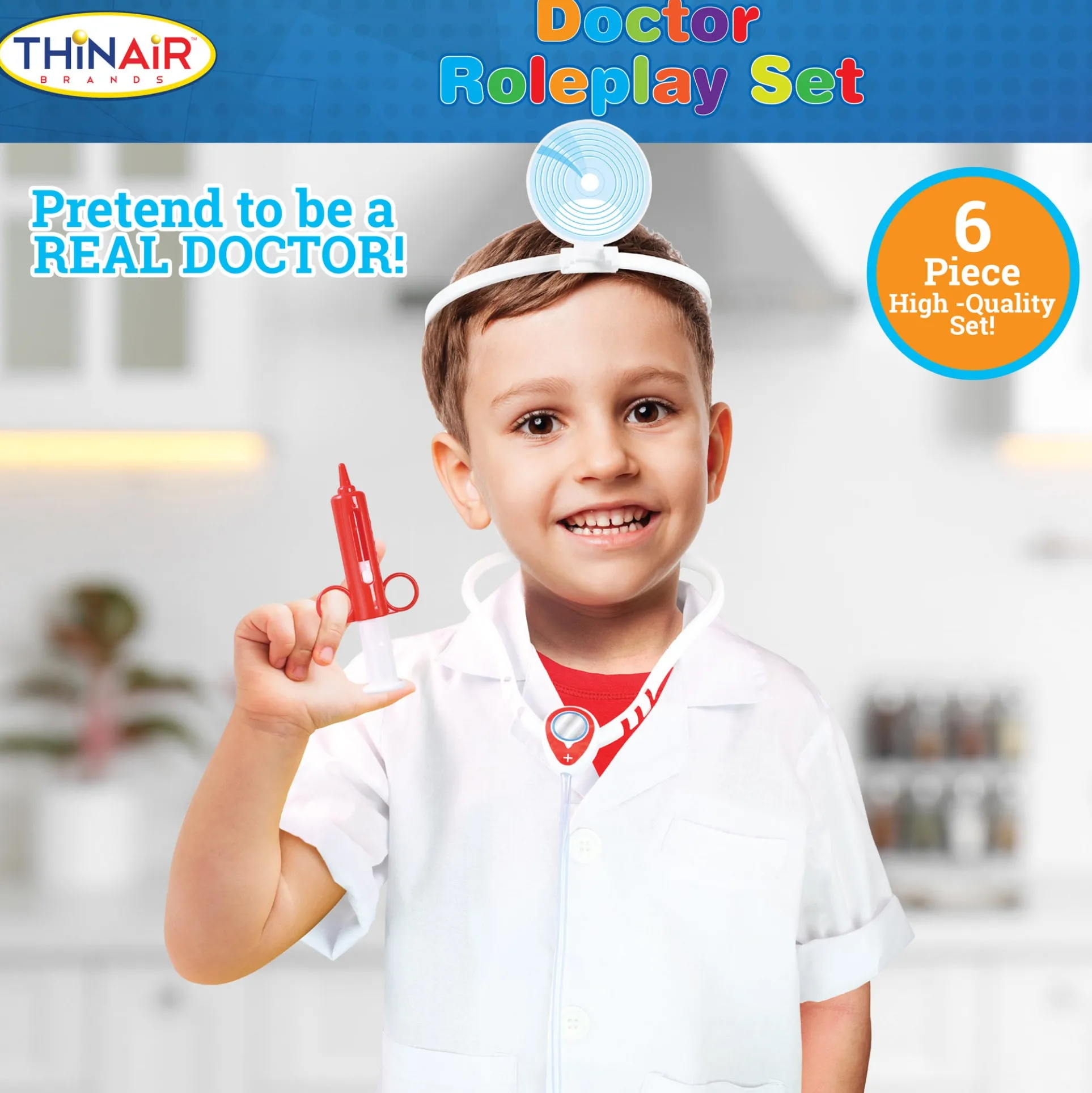 Playful Minds 6pc Doctor Dress Up Set - White & Red