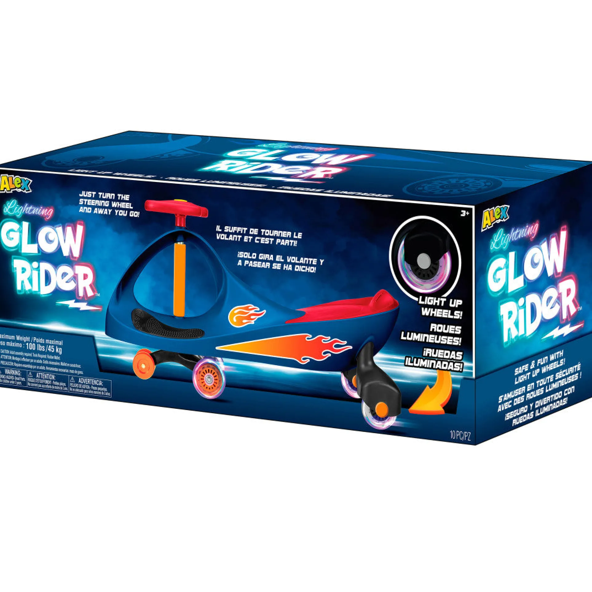 Alex - Lightning Glow Rider - Inertia-Powered Ride-On Toy, Blue & Red