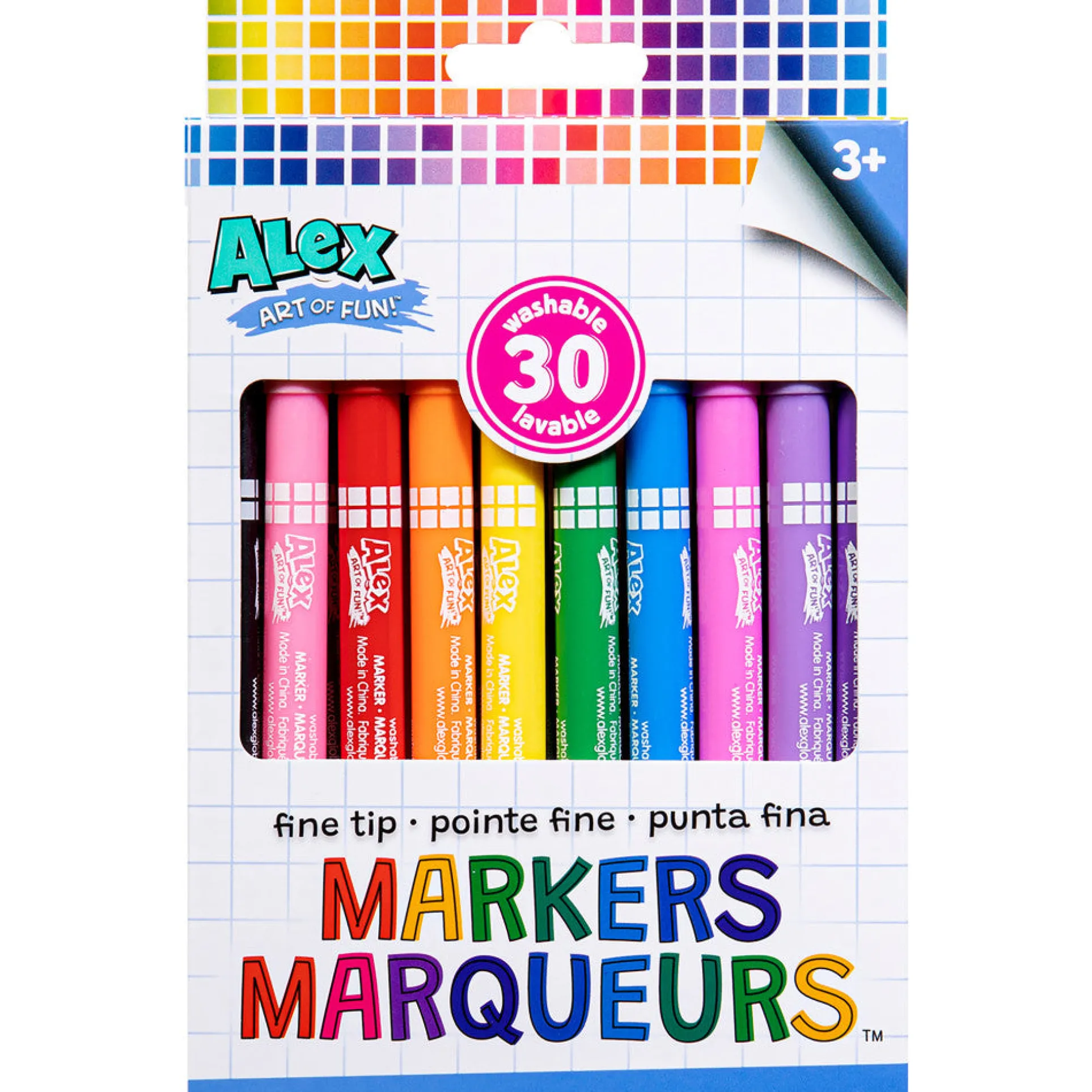 Alex Art Of Fun Fine Tip Markers 30-Pack - Vibrant, Washable, Non-Toxic, Age 3+
