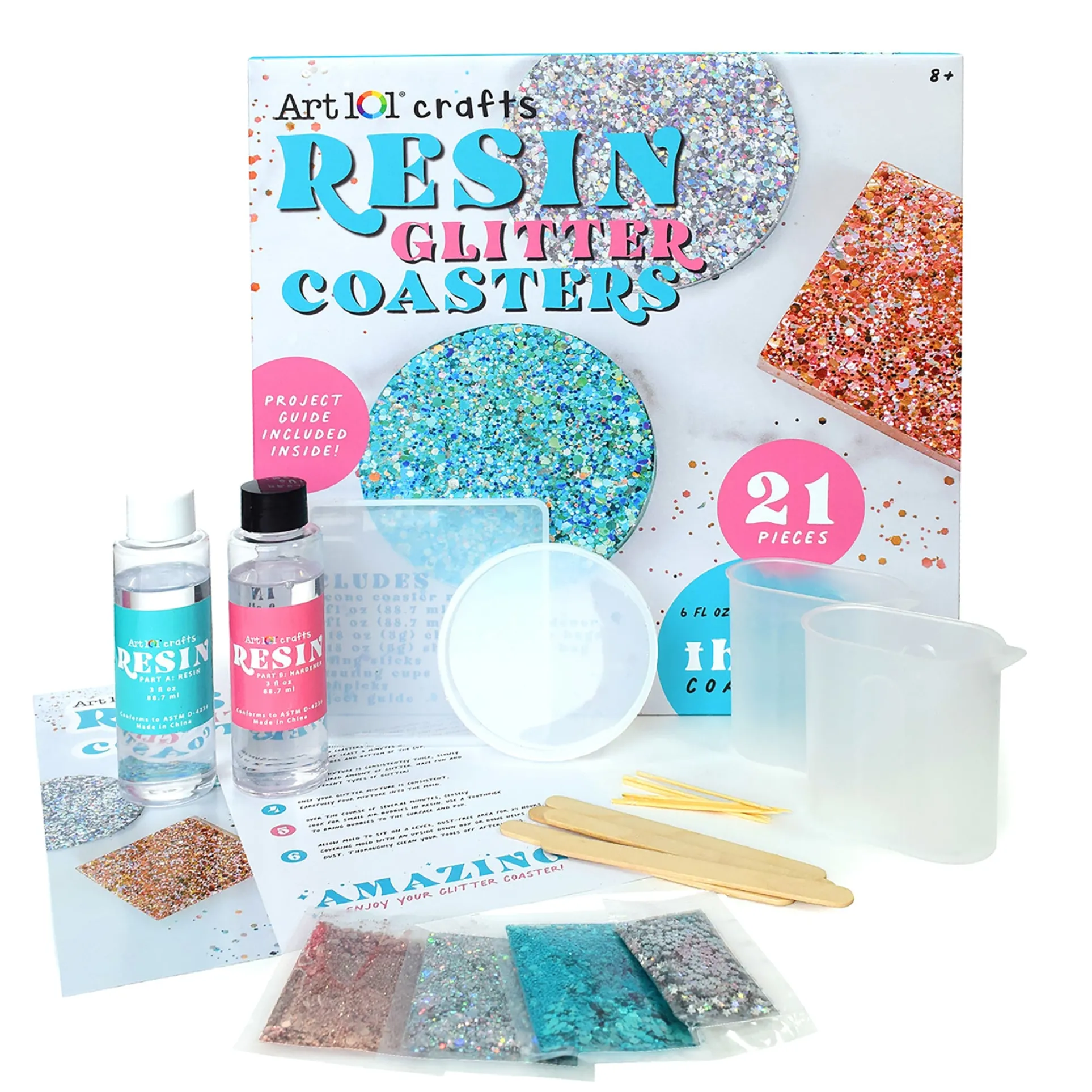 Art 101 Beginner Resin Glitter Coaster Creation Kit