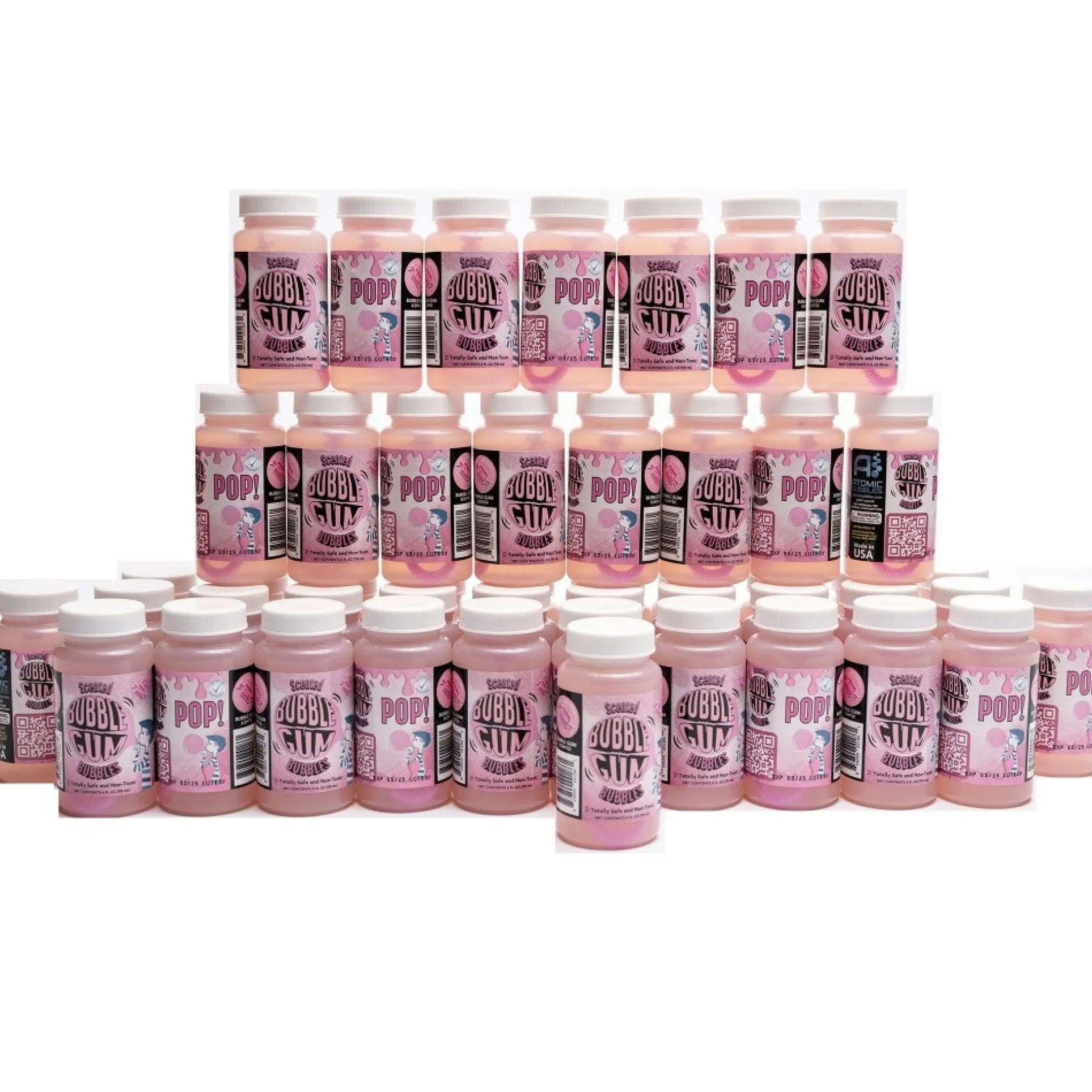 Atomic Bubbles Bubble Love Bubblegum Scented Bubbles, 48-Pack