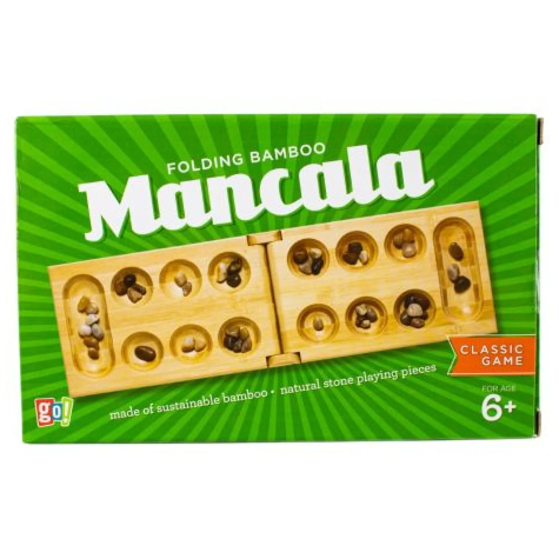 Bamboo Classic Mancala Game with Colorful Stones