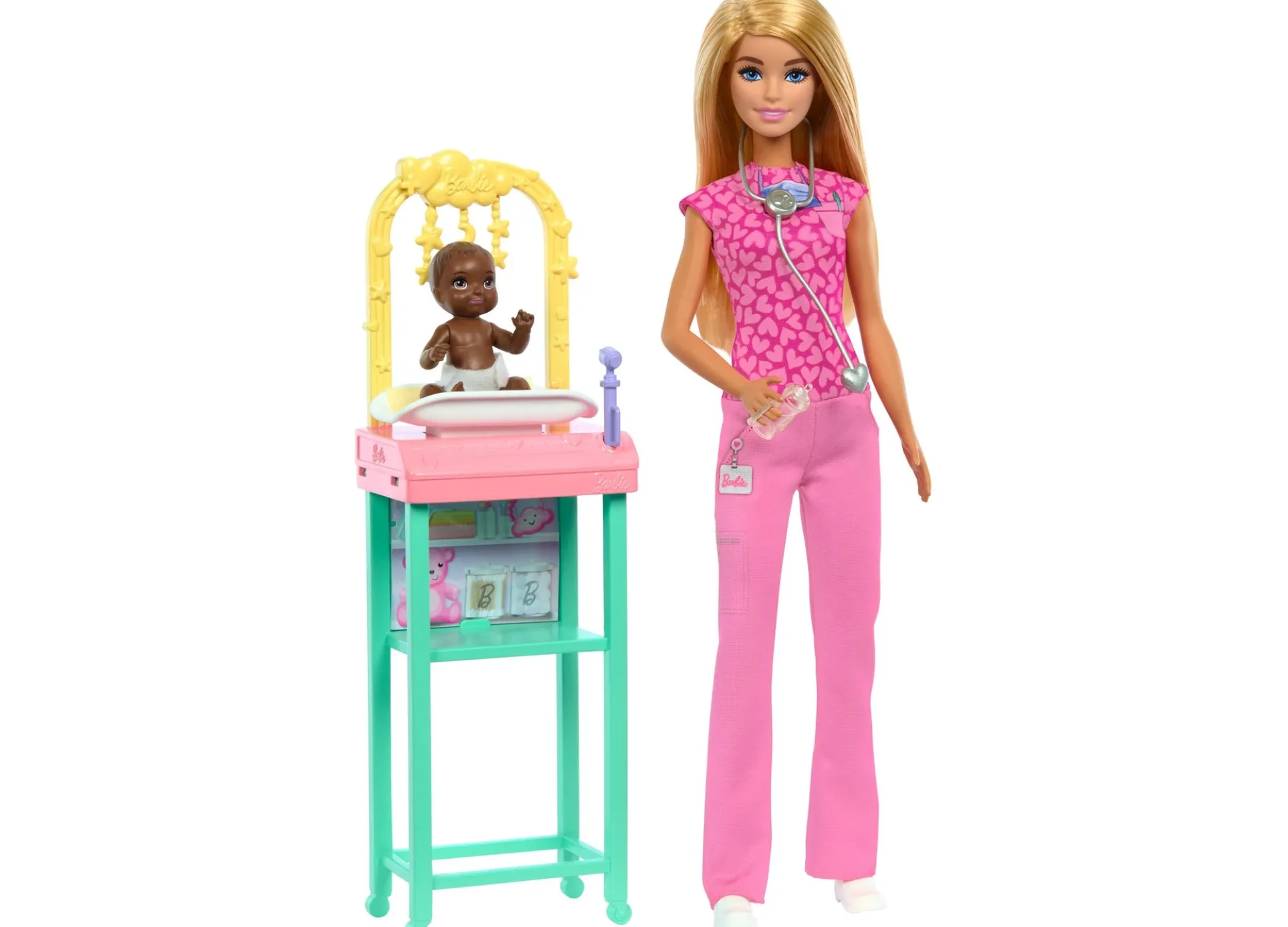 Barbie Baby Doctor Playset with Blonde Fashion Doll, Examination Table, and Accessories