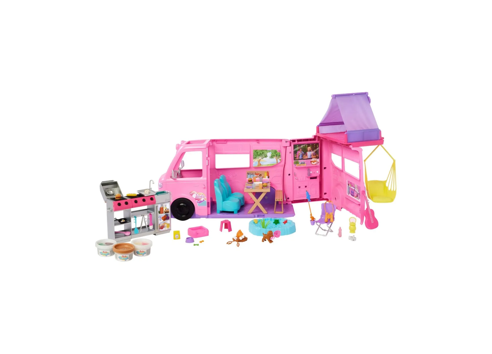 Barbie Dream Camper Playset with Roof Tent BBQ Grill
