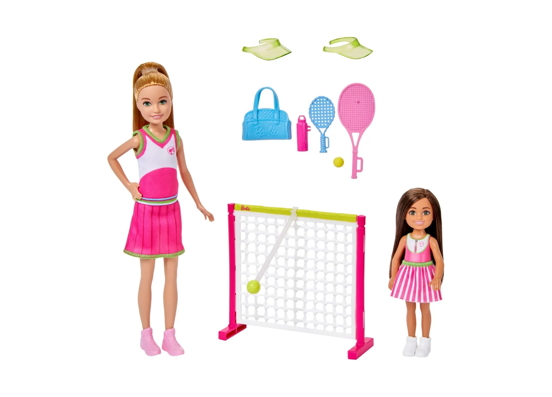 Barbie Tennis Playset with Stacie & Chelsea Dolls, 5+ Accessories, and Interactive Net