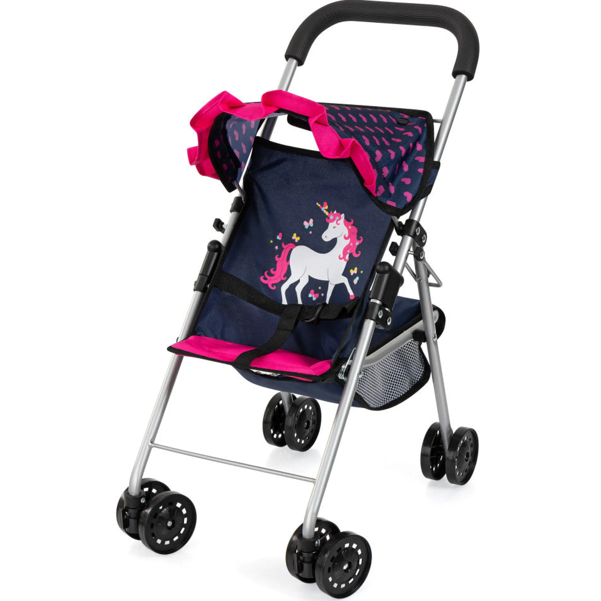 Bayer Design Dolls: Buggy Stroller with Unicorn Design, Blue and Pink Hearts, Ages 3+