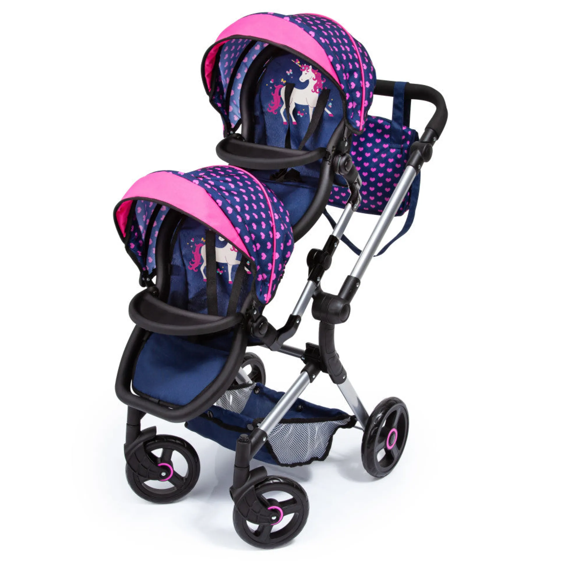 Bayer Twin Doll Pram Neo, Adjustable Tandem Stroller