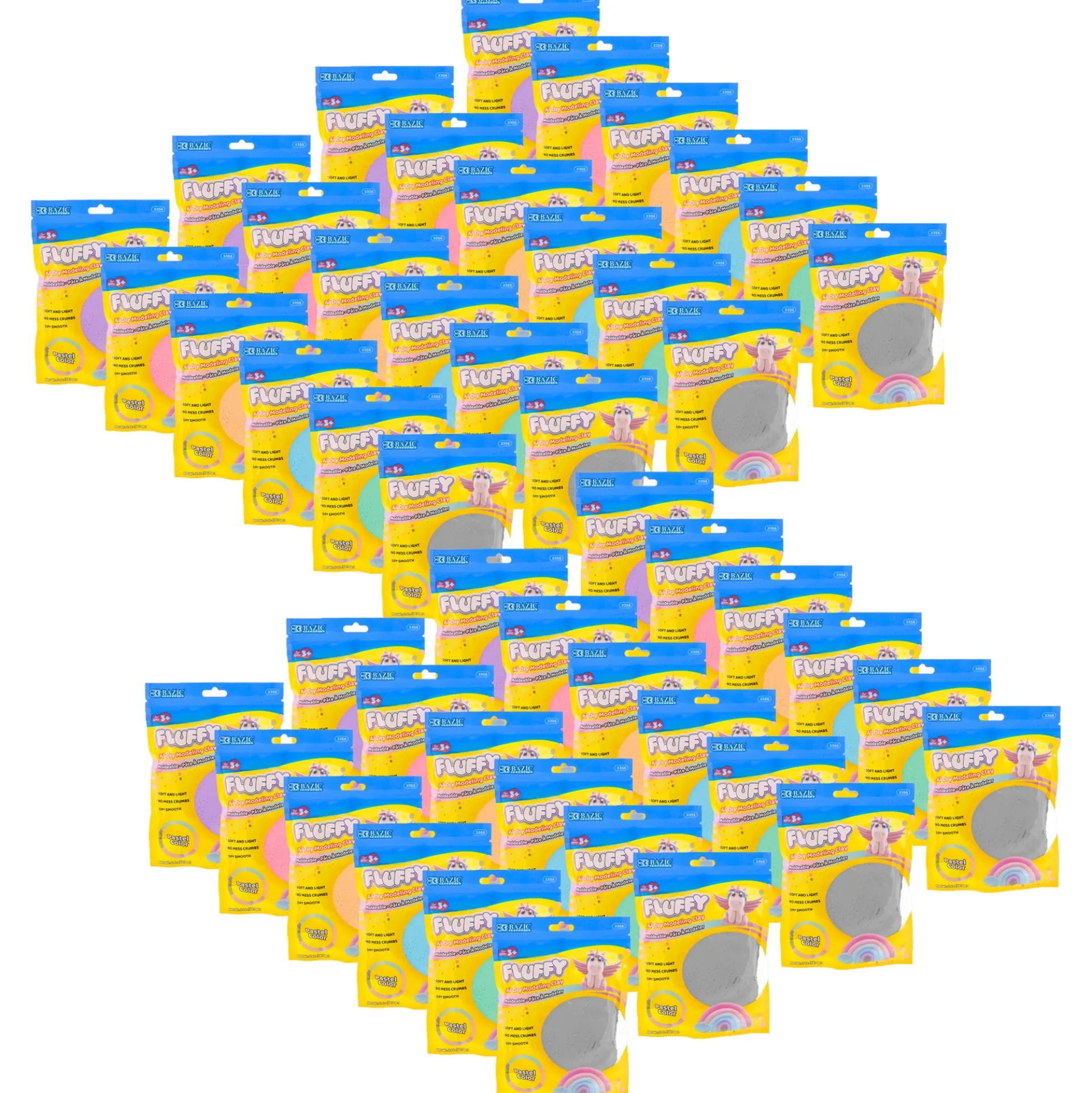 BAZIC Pastel Air Dry Modeling Clay 2 Oz., 48 Pack - Assorted Colors