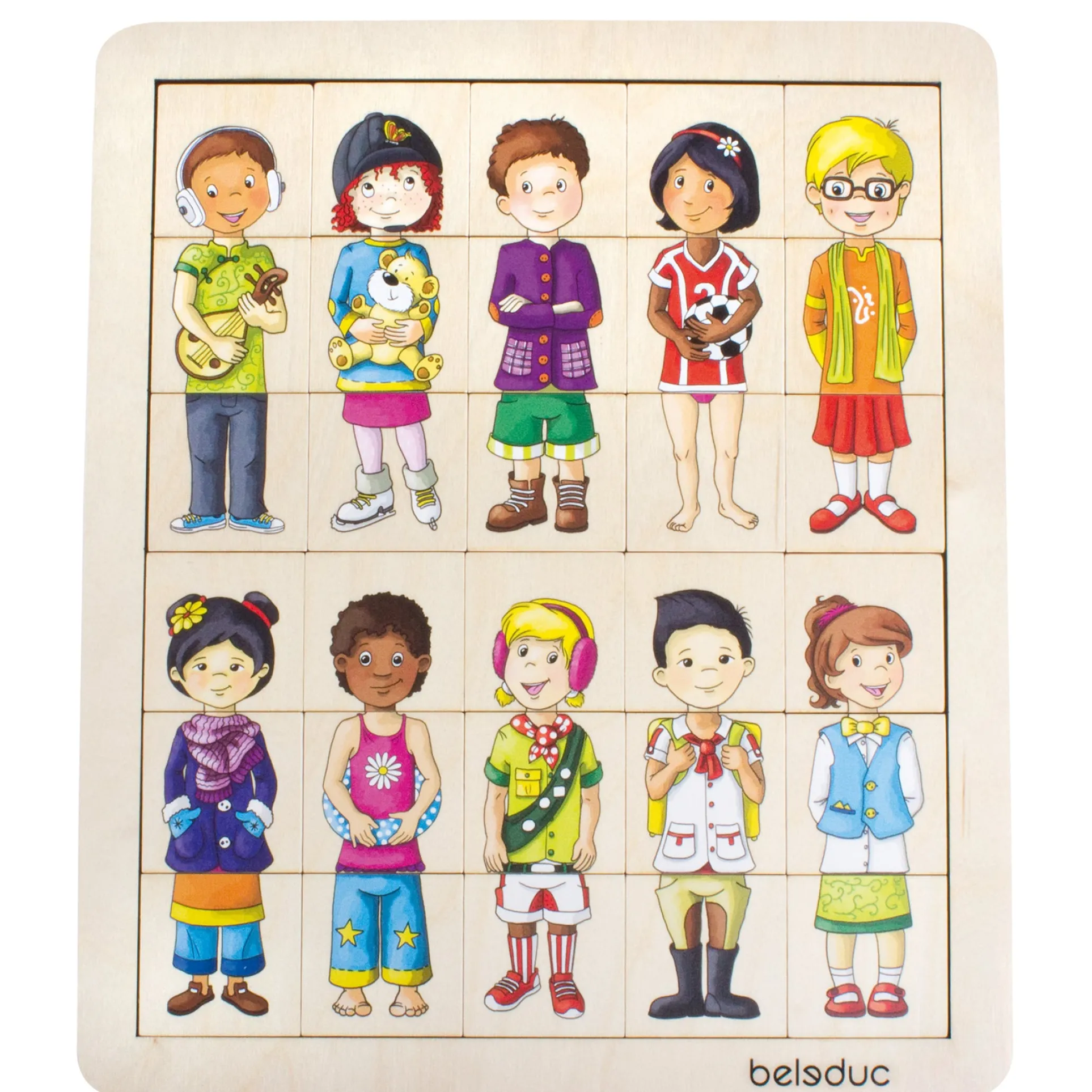 Beleduc Match & Mix Cultural Kids Wooden Puzzle - 30 pc