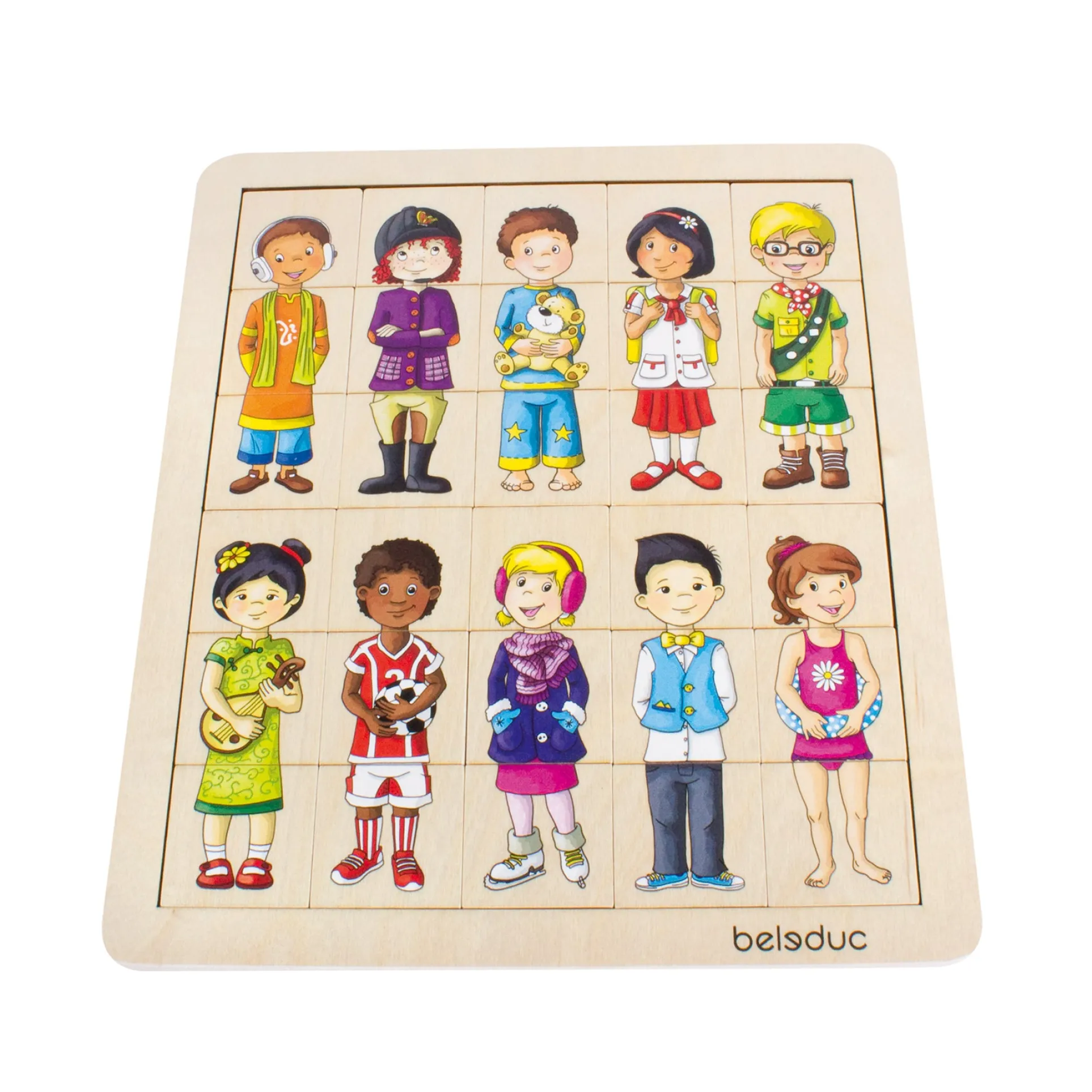 Beleduc Match & Mix Cultural Kids Wooden Puzzle - 30 pc