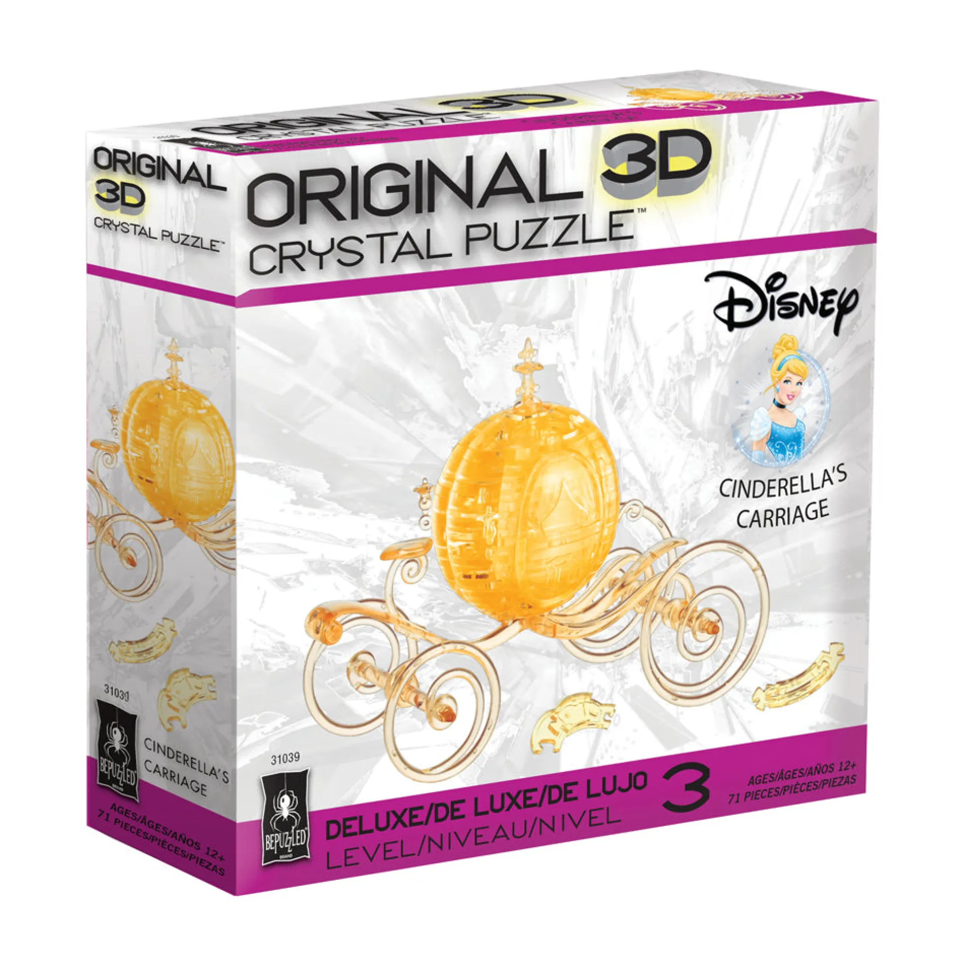 BePuzzled Disney Cinderella's Gold Carriage 3D Crystal Puzzle - 71 pcs