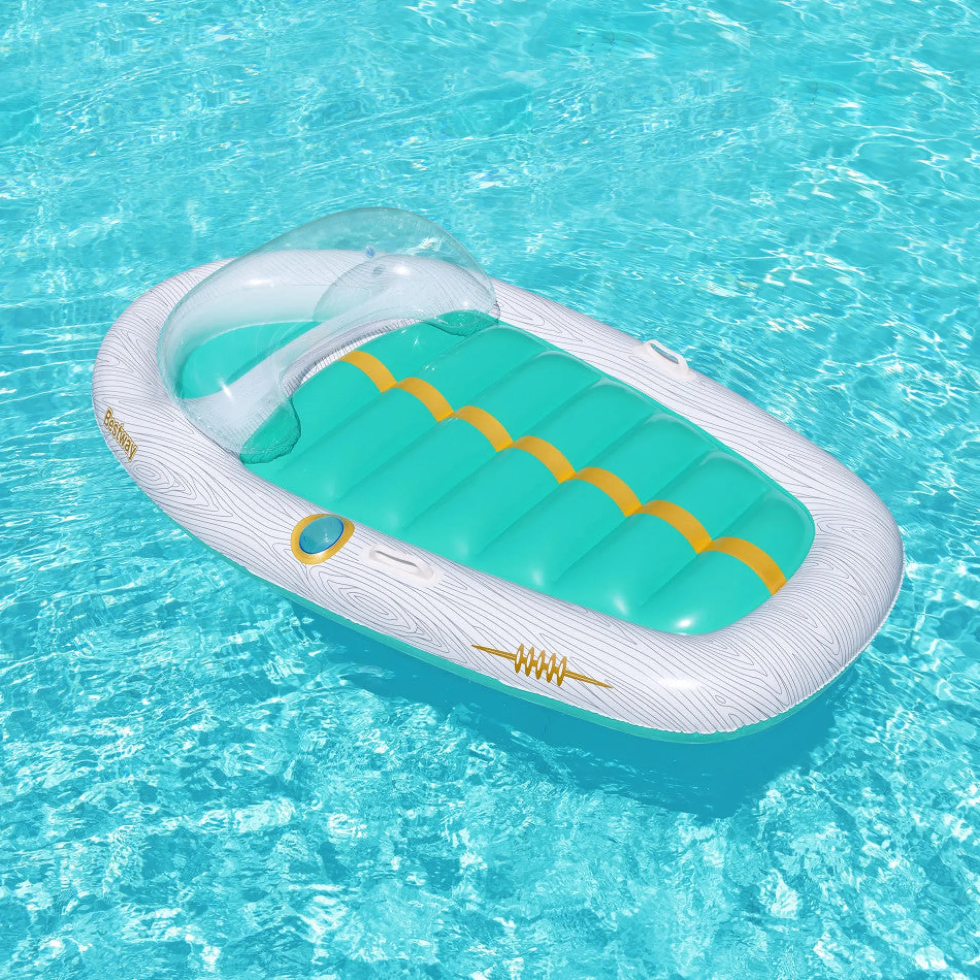 Bestway H2OGO! Vacation Yacht Lounge Inflatable Pool Float - 7'1" x 46" - Teal and White