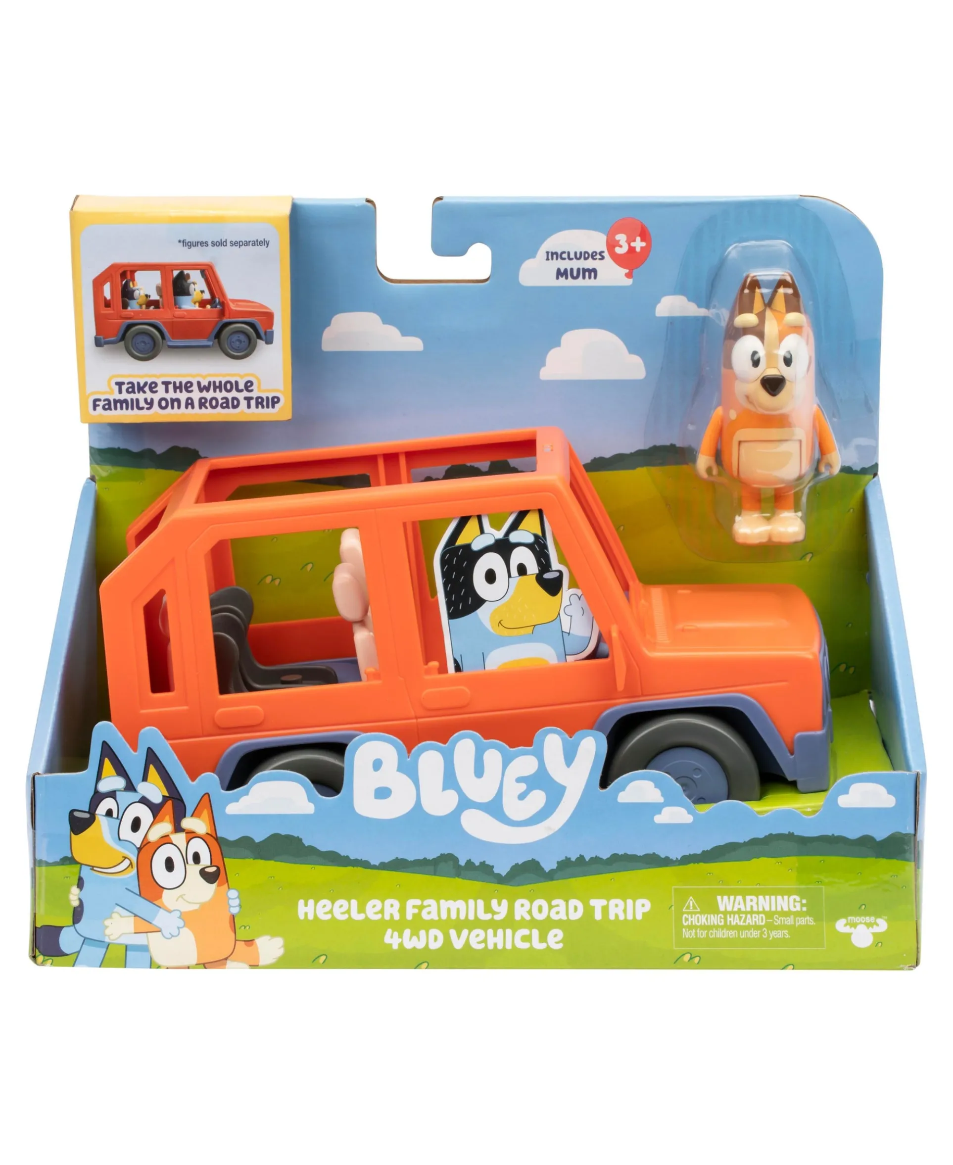 Bluey Heeler Family Road Trip 4WD Vehicle - Articulated Chilli Figure Included