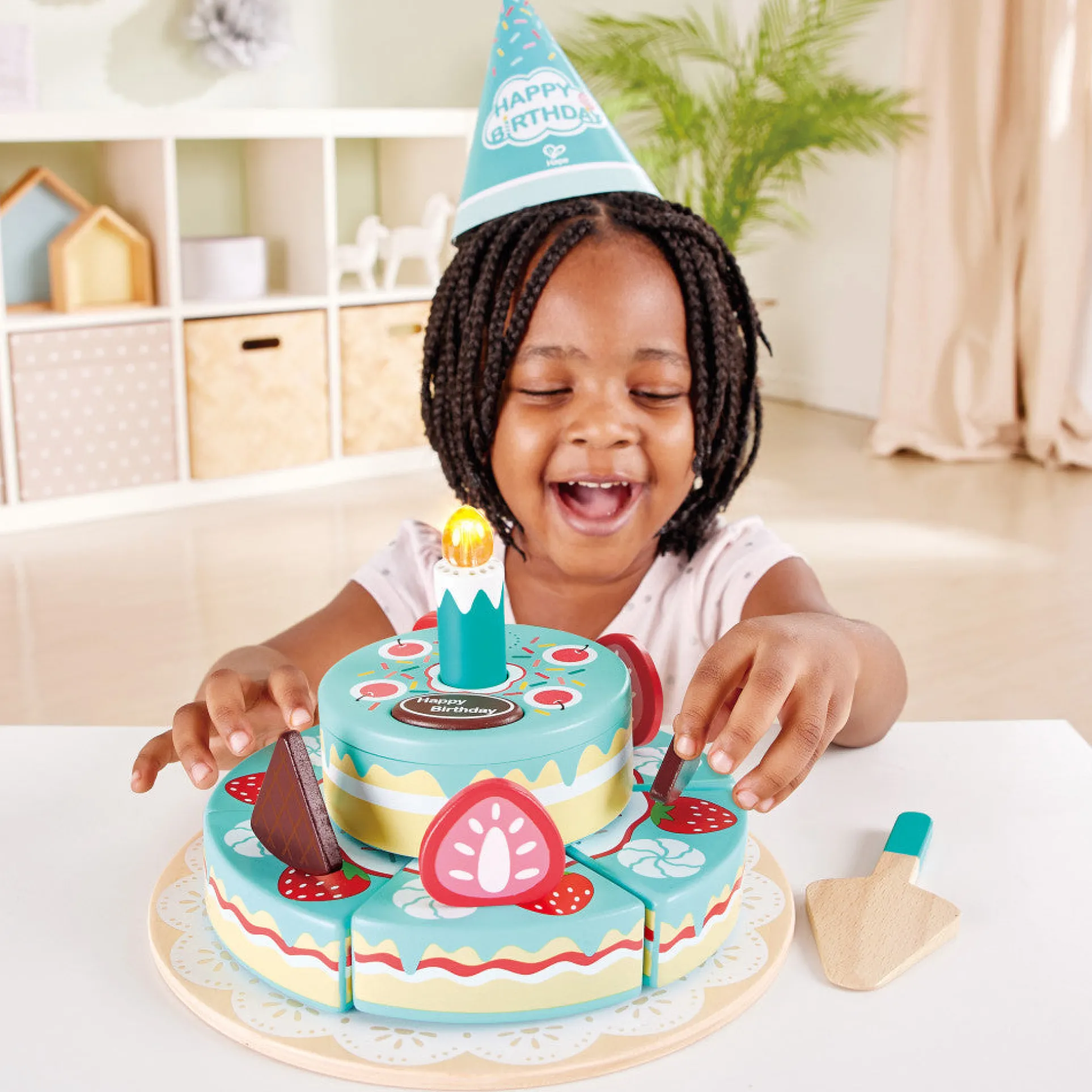 Hape 9-Piece Toddler Picnic Basket Set - Soft Toy Food & Blanket