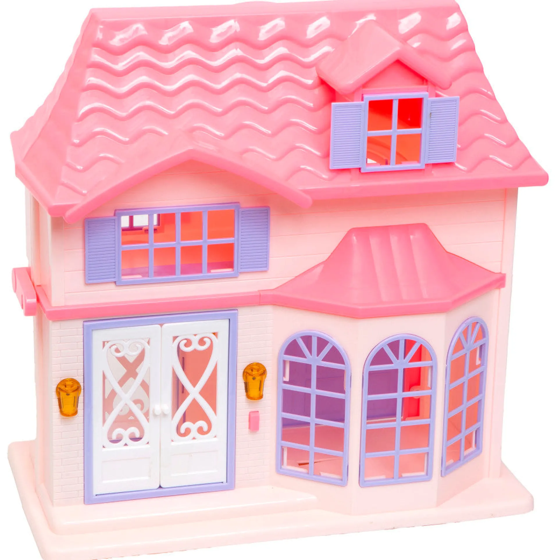Boley Doll House Playset - Pink & Purple - 16pc with 3 Family Dolls for Kids 3+