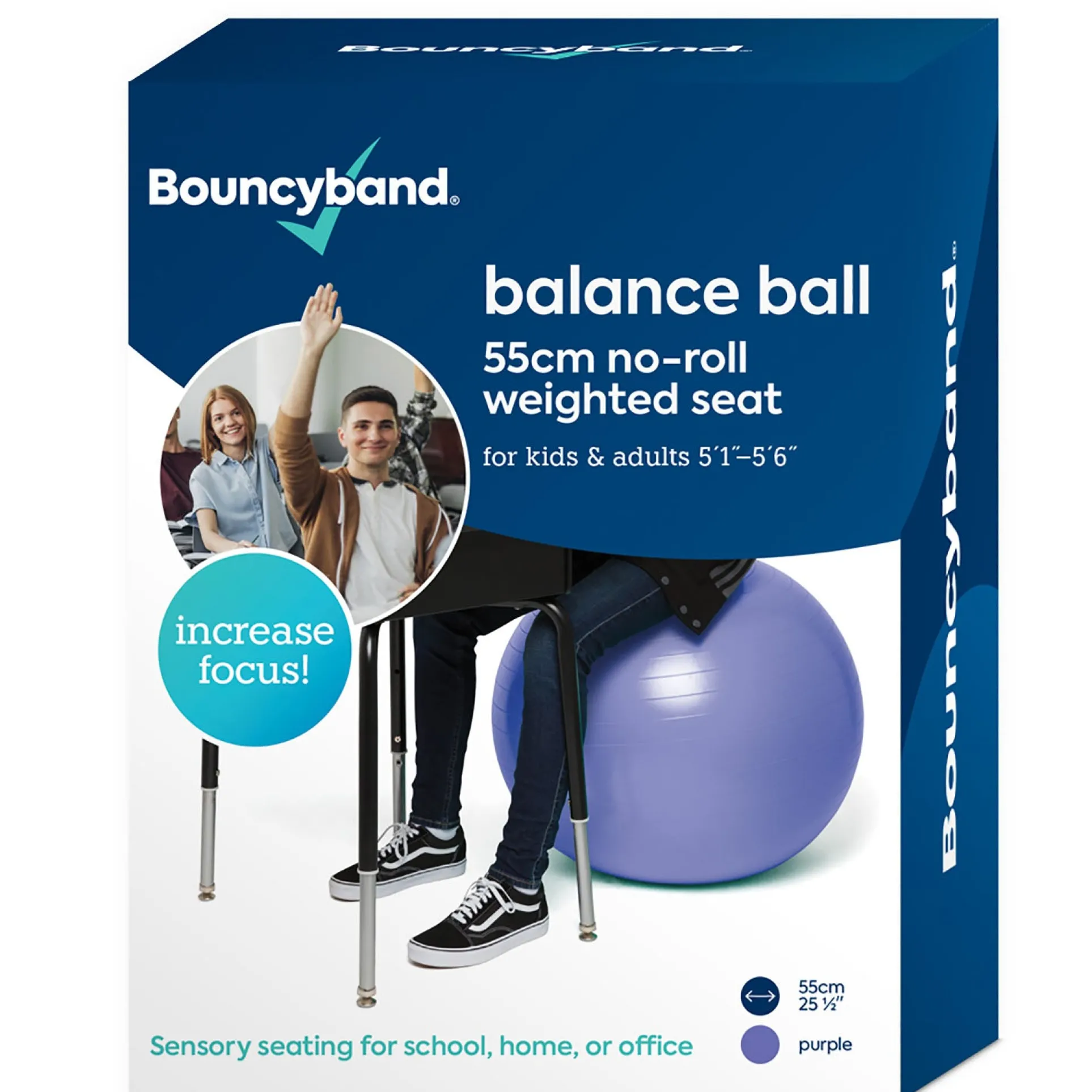 Bouncyband® Balance Ball, 55cm, Purple - Focus & Fitness Enhancer