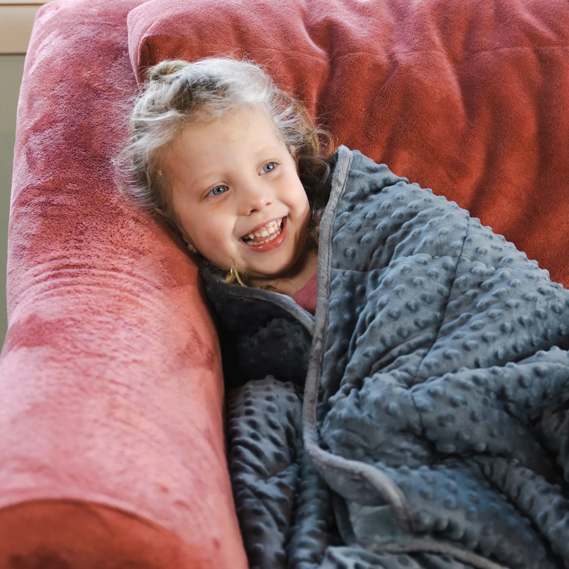 Bouncyband Kids' Sensory Weighted Fleece Blanket – 10lb, Dual-Texture