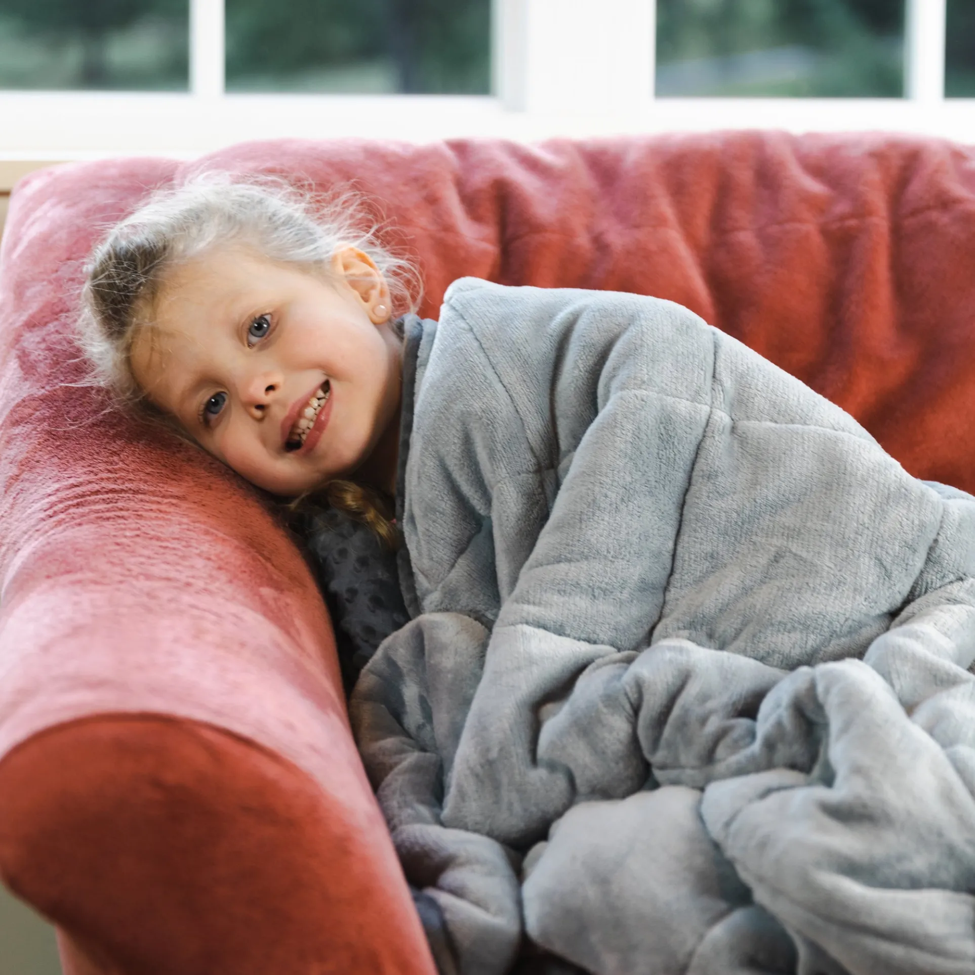 Bouncyband Kids' Sensory Weighted Fleece Blanket – 10lb, Dual-Texture